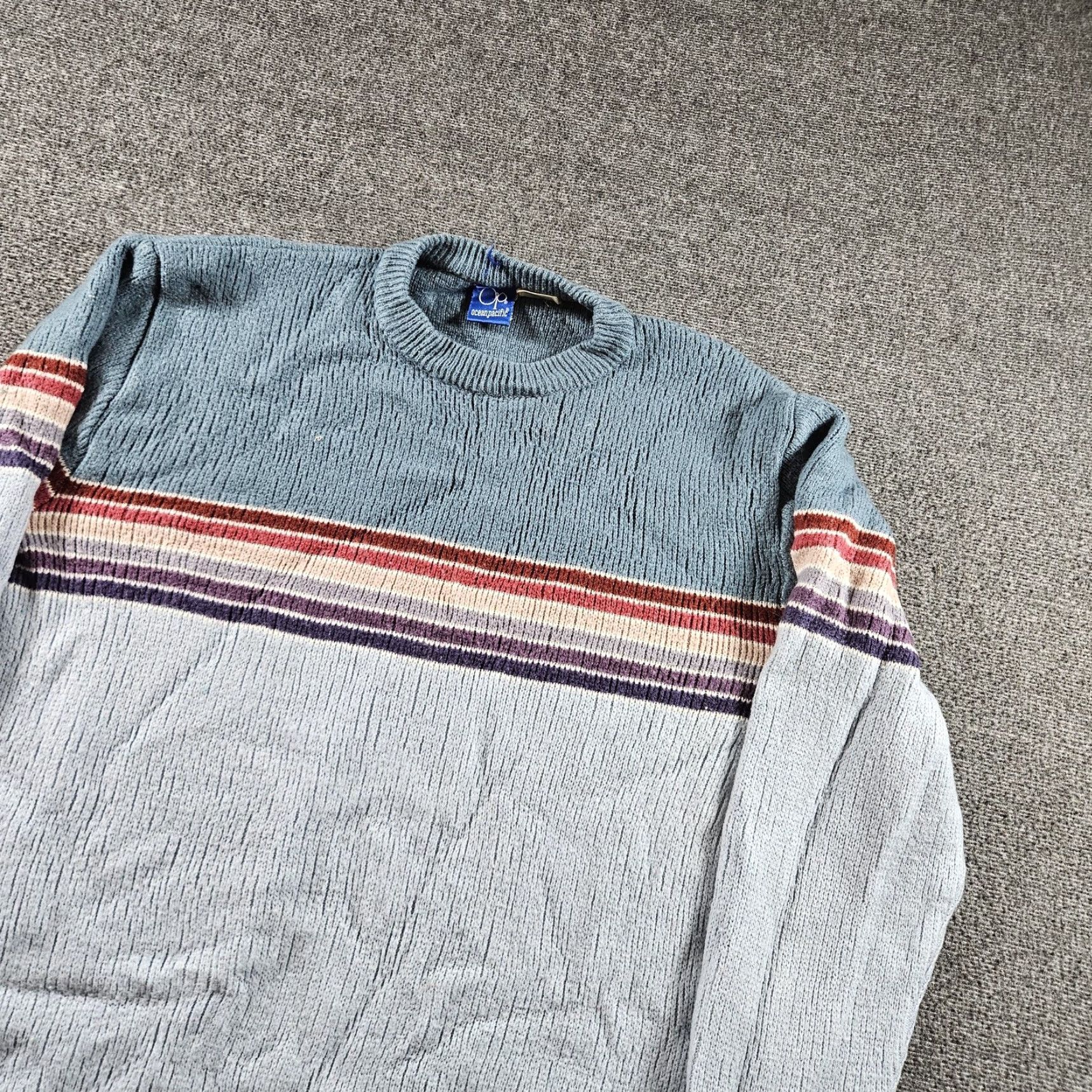 Ocean Pacific VINTAGE Ocean Pacific Sweater Mens Medium Blue Striped Crewneck Knit Hong Kong Size US M / EU 48-50 / 2 - 4 Thumbnail