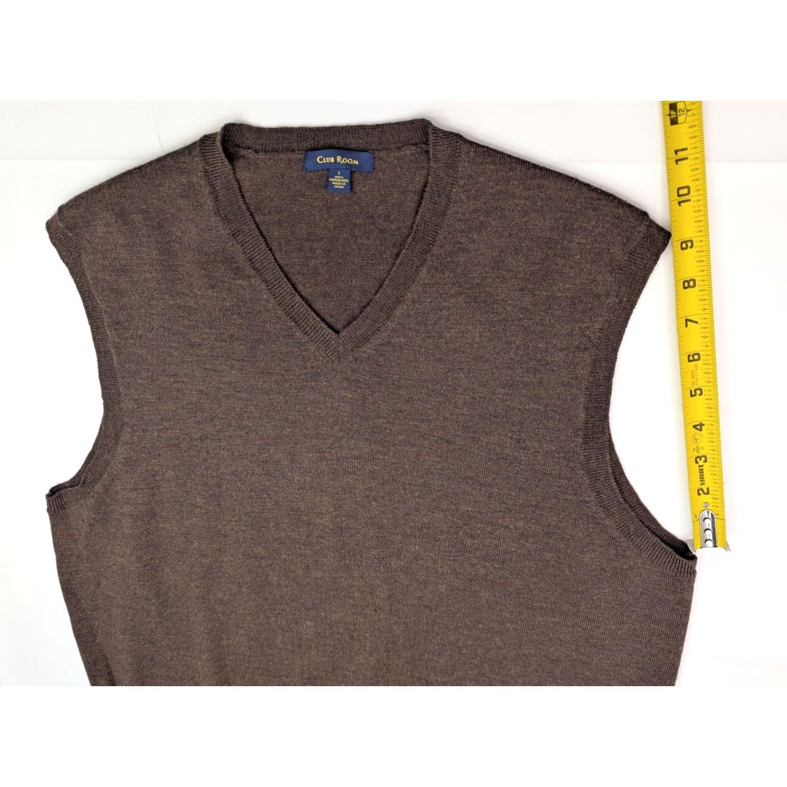 Club Room Club Room Merino Wool Knit Vest Men L Brown Lightweight V-Neck Sweater Size US L / EU 52-54 / 3 - 7 Thumbnail