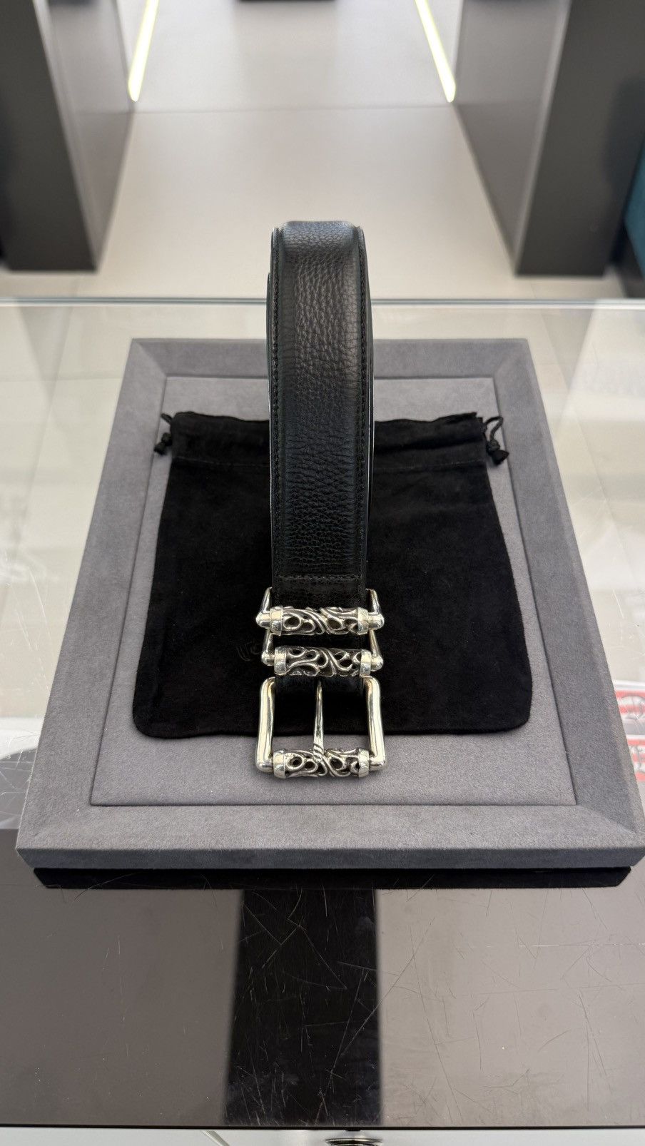 Chrome Hearts Chrome Hearts Black Leather Roller Belt RARE Size 36 Size 36 - 1 Thumbnail