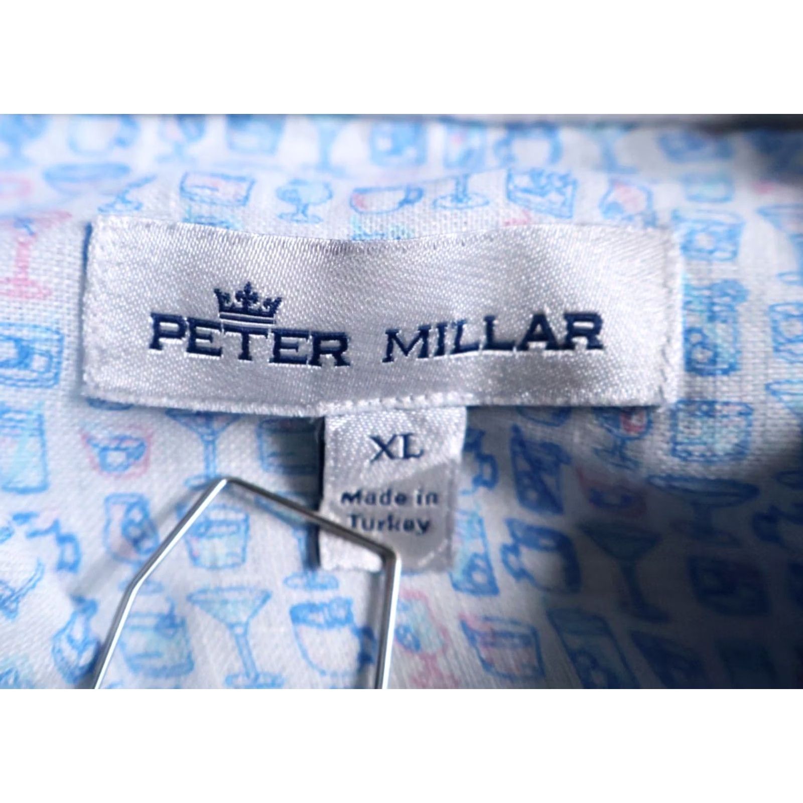 Peter Millar Peter Millar Linen Shirt Men's XL Blue Pink Cocktail Martini Motif Long Sleeve Size US XL / EU 56 / 4 - 3 Thumbnail