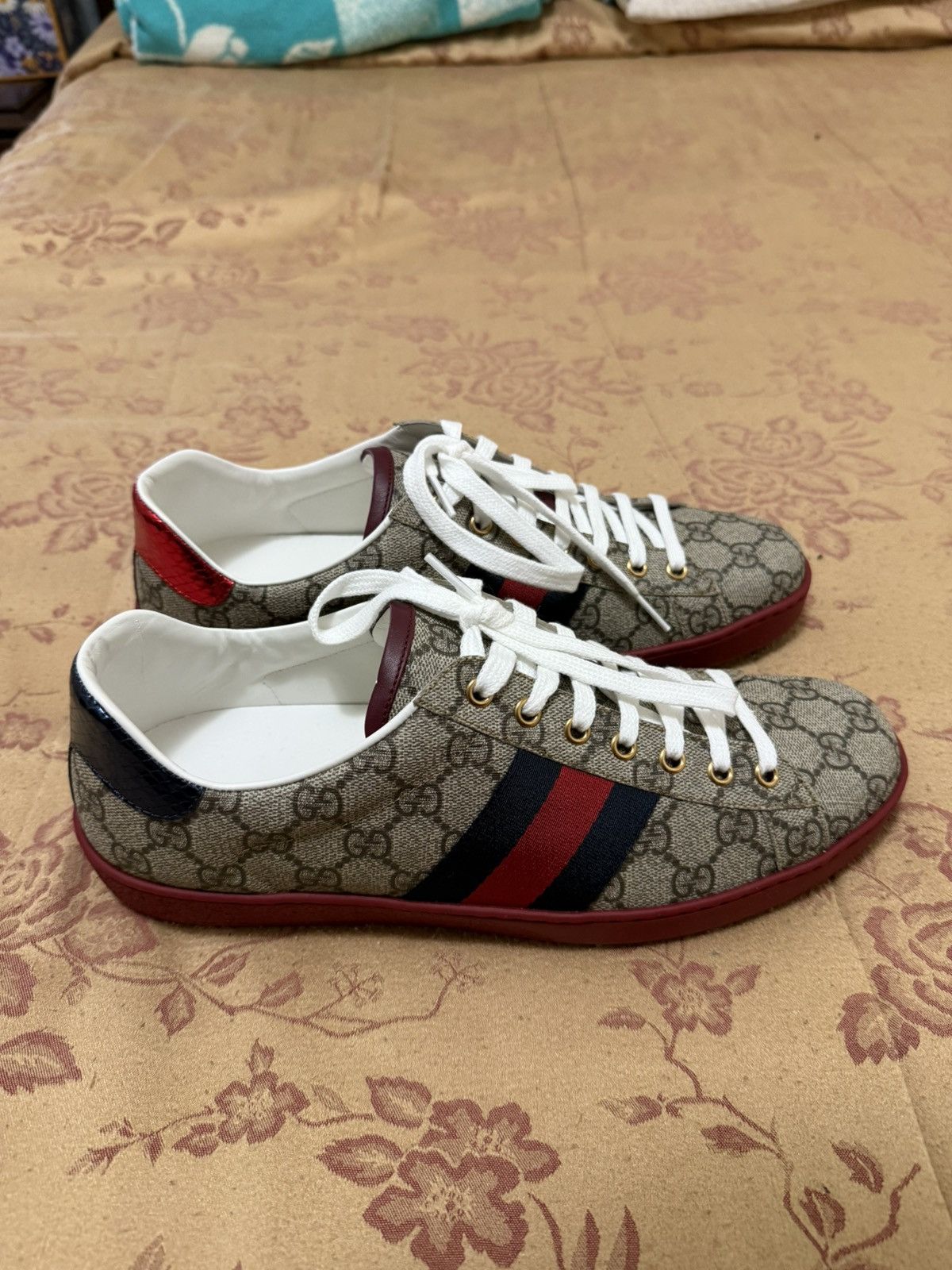 Gucci Gucci Ace GG Supreme Red bottom snake skin sneakers size 9 Size US 9 / EU 42 - 3 Thumbnail