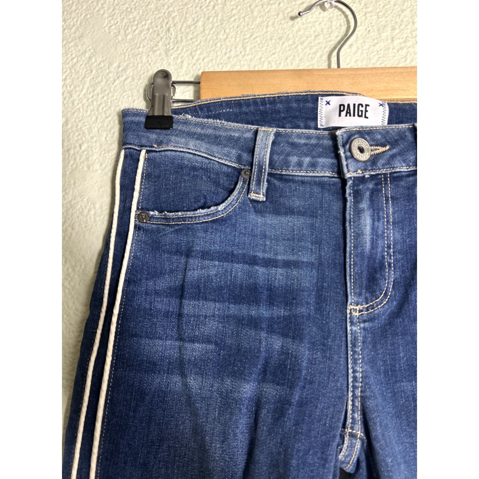 Paige Paige Verdugo Ankle Jeans Womens Blue 26x27 Denim Mid Rise Regular Fit Frayed Hems Piping Navy Blue Pant Size 26" / US 2 / IT 38 - 4 Thumbnail