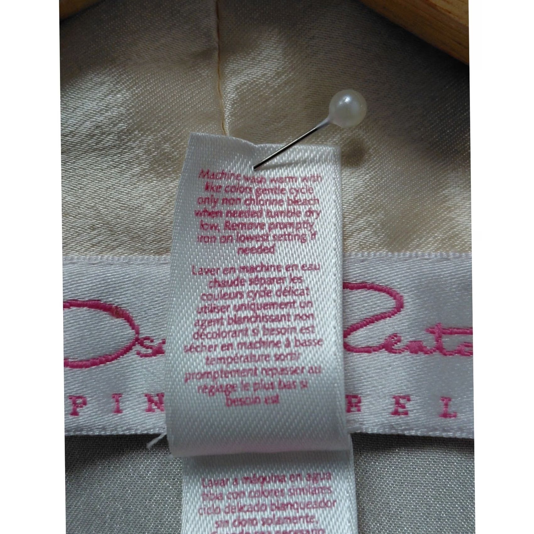 Vintage Oscar de la Renta Pink Label Satin Lace Robe Kimono Style Cream 3/4 Sleeve Belted Open Front V-Neck Lounge Womens S Size ONE SIZE - 6 Thumbnail