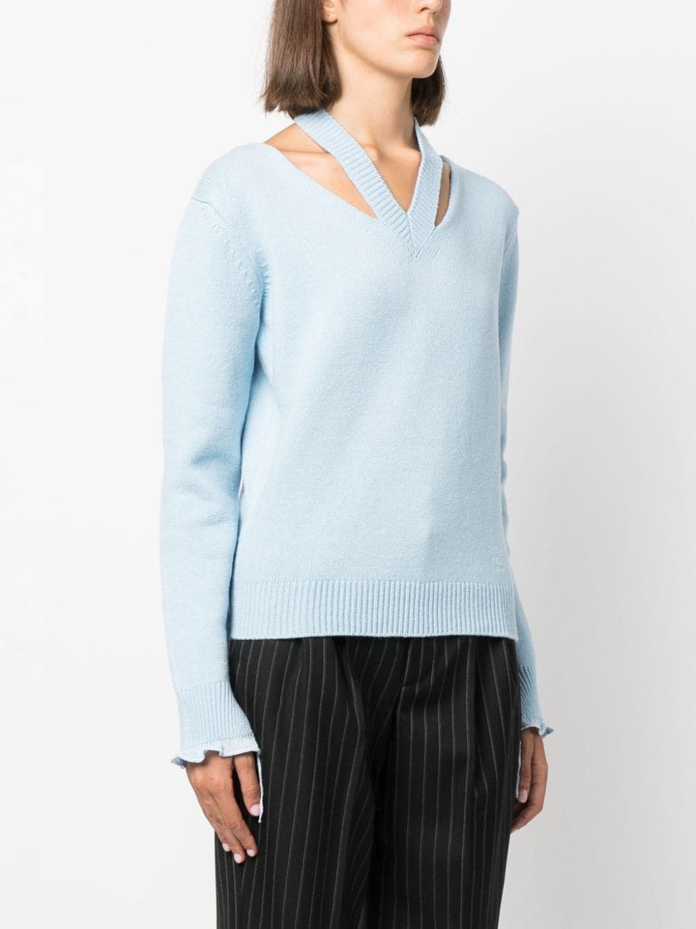 Fendi o1y0925 Cashmere Blend Sweater in Sky Blue Size M / US 6-8 / IT 42-44 - 3 Thumbnail