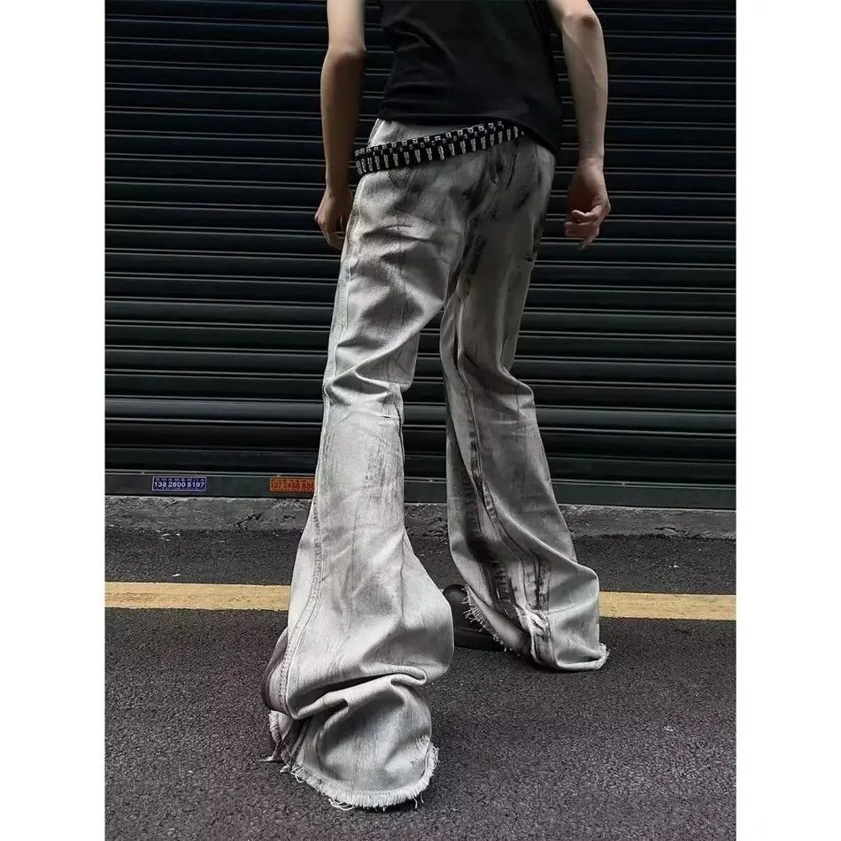 Japanese Brand Retro loose fringed gradient slightly flared jeans Size US 32 / EU 48 - 4 Thumbnail