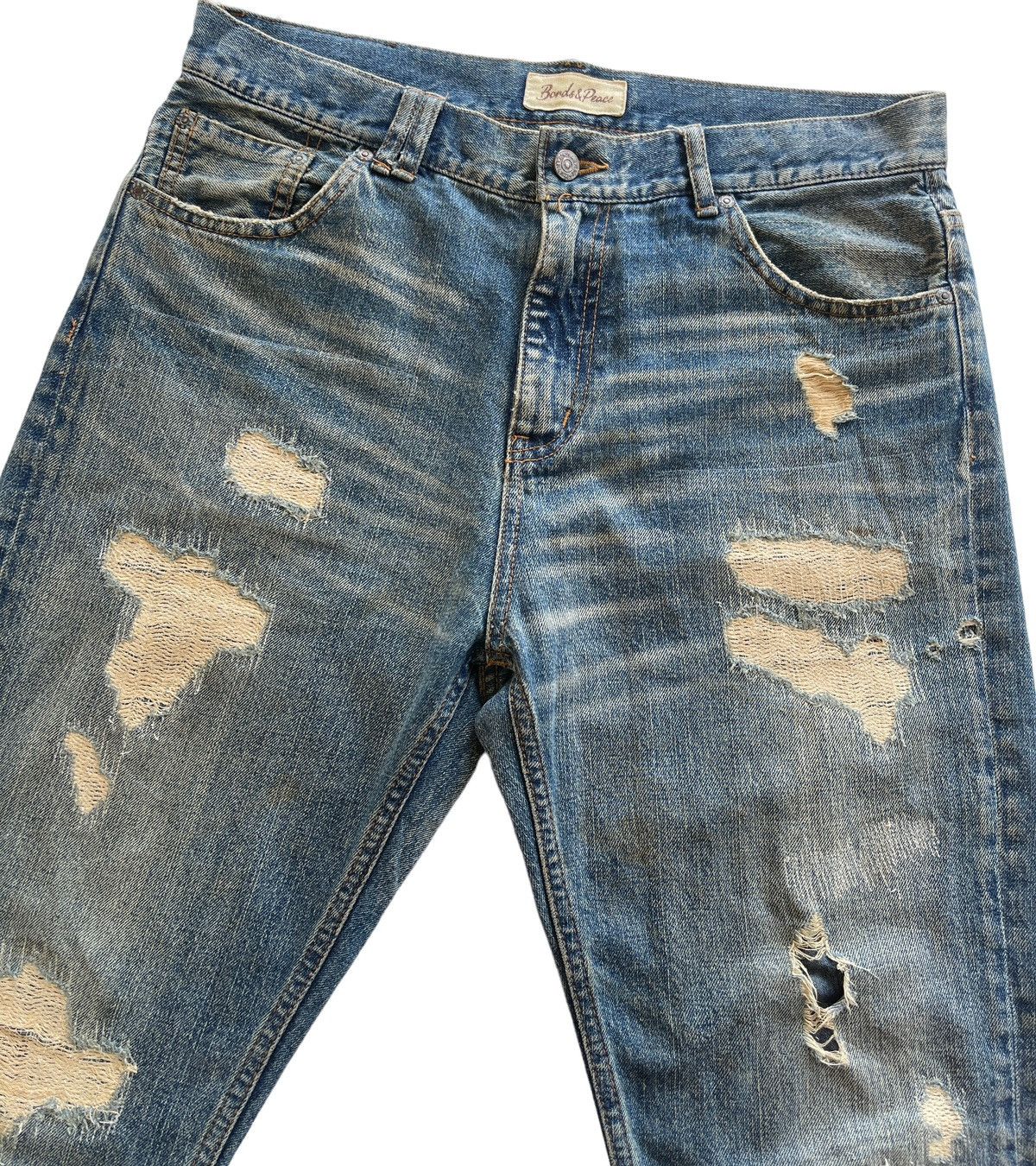 Japanese Brand Vintage Bonds & Peace Ripped Distressed Jeans Size US 34 / EU 50 - 5 Thumbnail