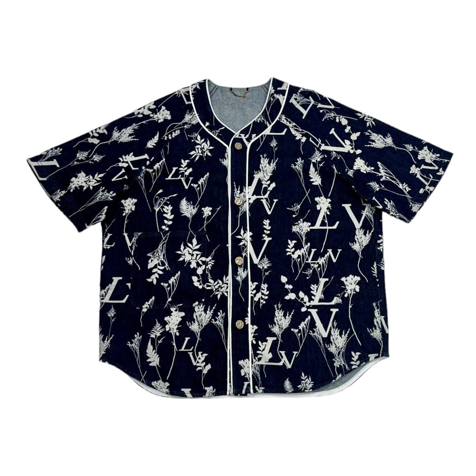 Image of Louis Vuitton Tree Logo Baseball Jersey Navy Pre-Owned, Men's (Size 2XL)