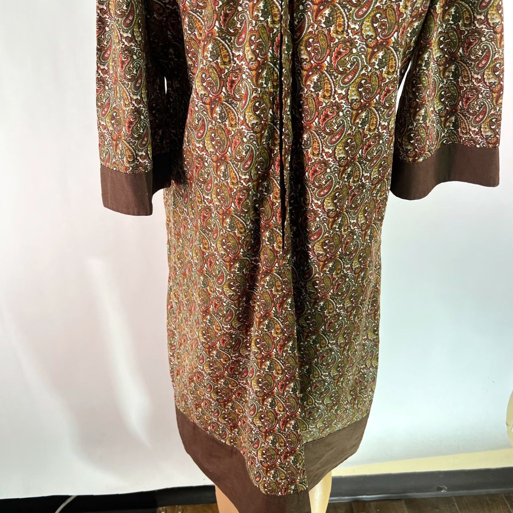 Vintage VINTAGE Womens Dress Size Medium Brown Paisley 3/4 Sleeves Crew Neck Sheath Womens Size M / US 6-8 / IT 42-44 - 6 Thumbnail