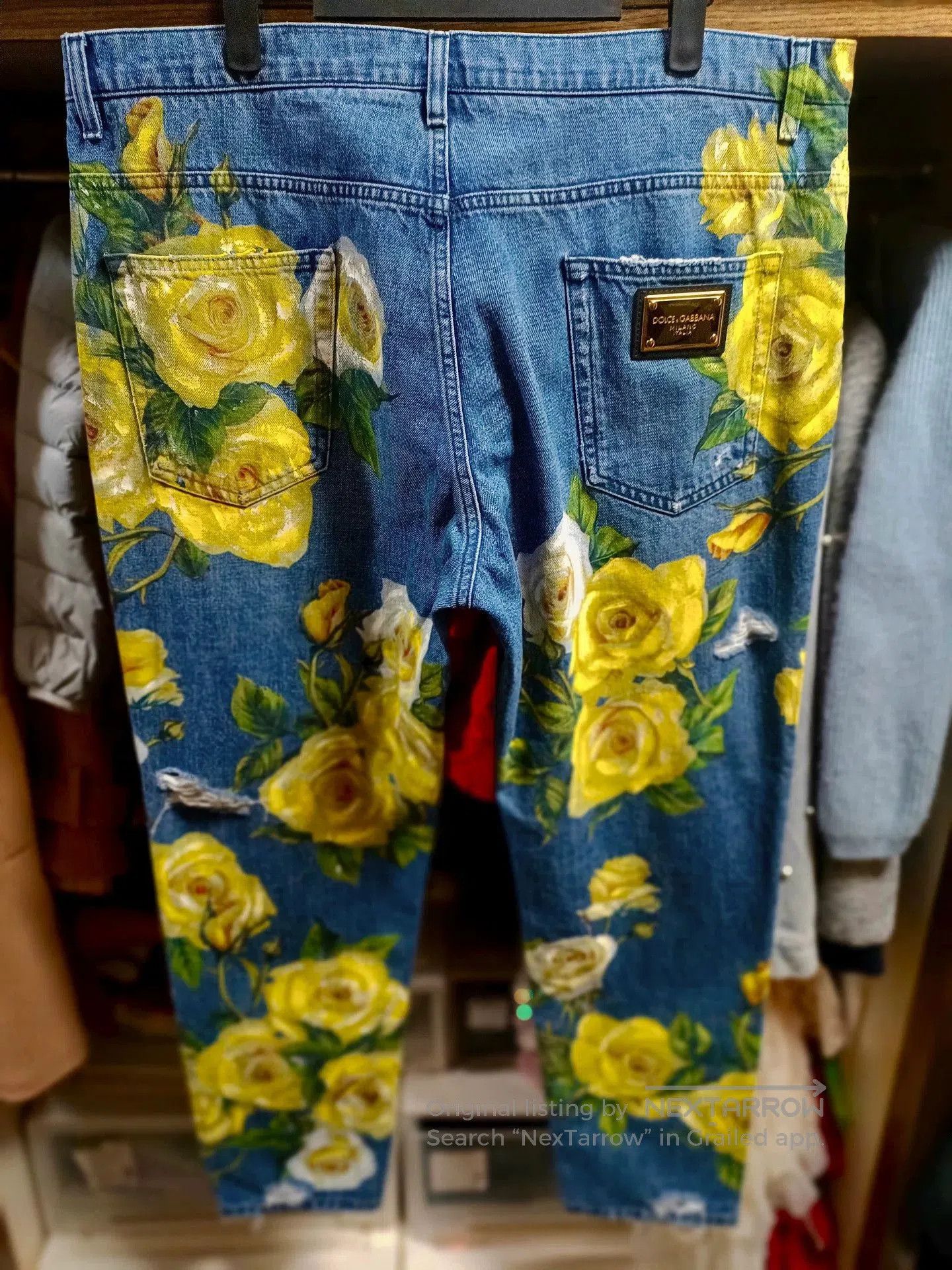 Dolce & Gabbana Dolce & Gabbana Loose Yellow Rose Jeans. Size US 40 / EU 56 - 2 Thumbnail