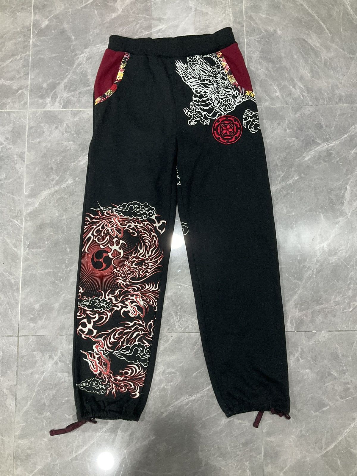 Vintage Big Print Sukajan Dragon Jogger Pants