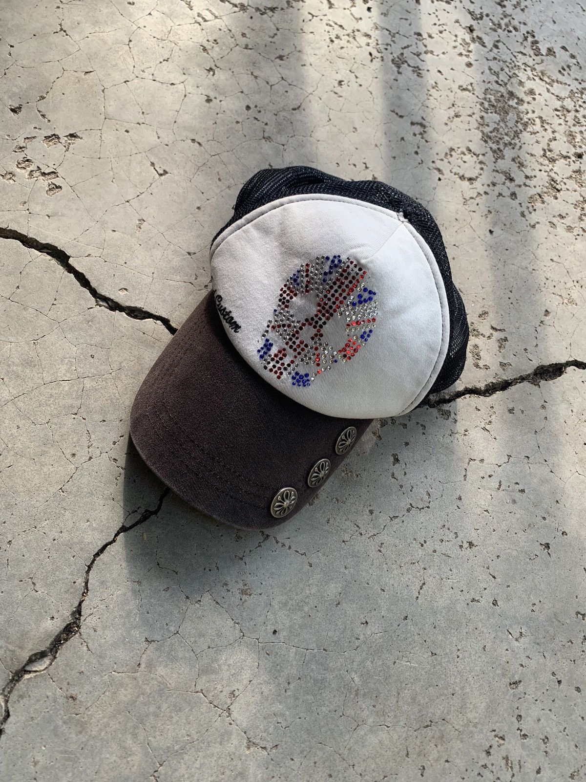 Distressed Studded Tracker Hat