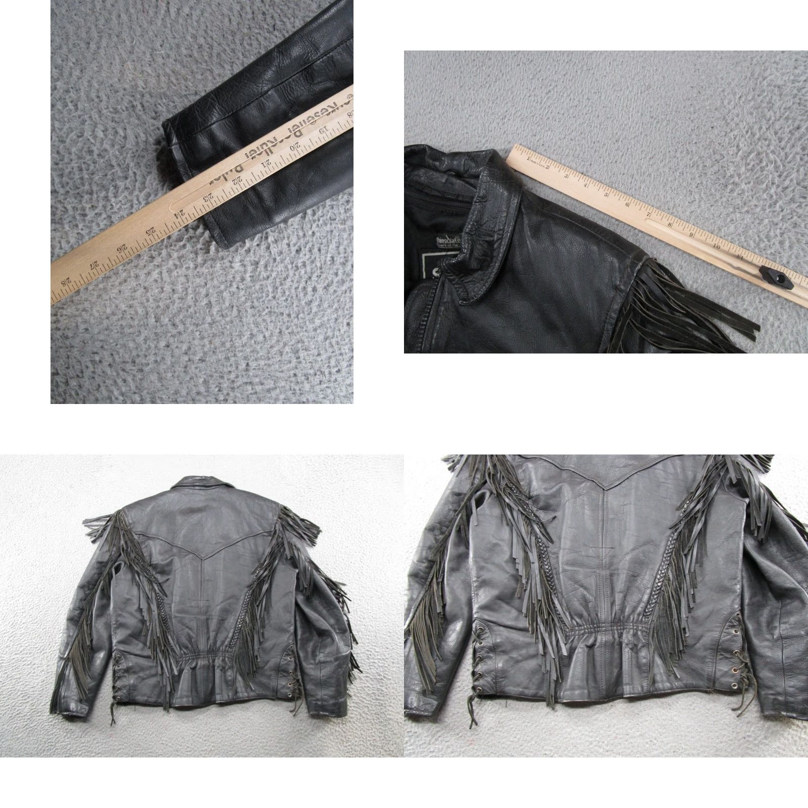 Vintage VINTAGE Shaf Leather Collections JACKET Motorcycle Black Women's XL Fringe Zip Up Read Size XL / US 12-14 / IT 48-50 - 8 Thumbnail
