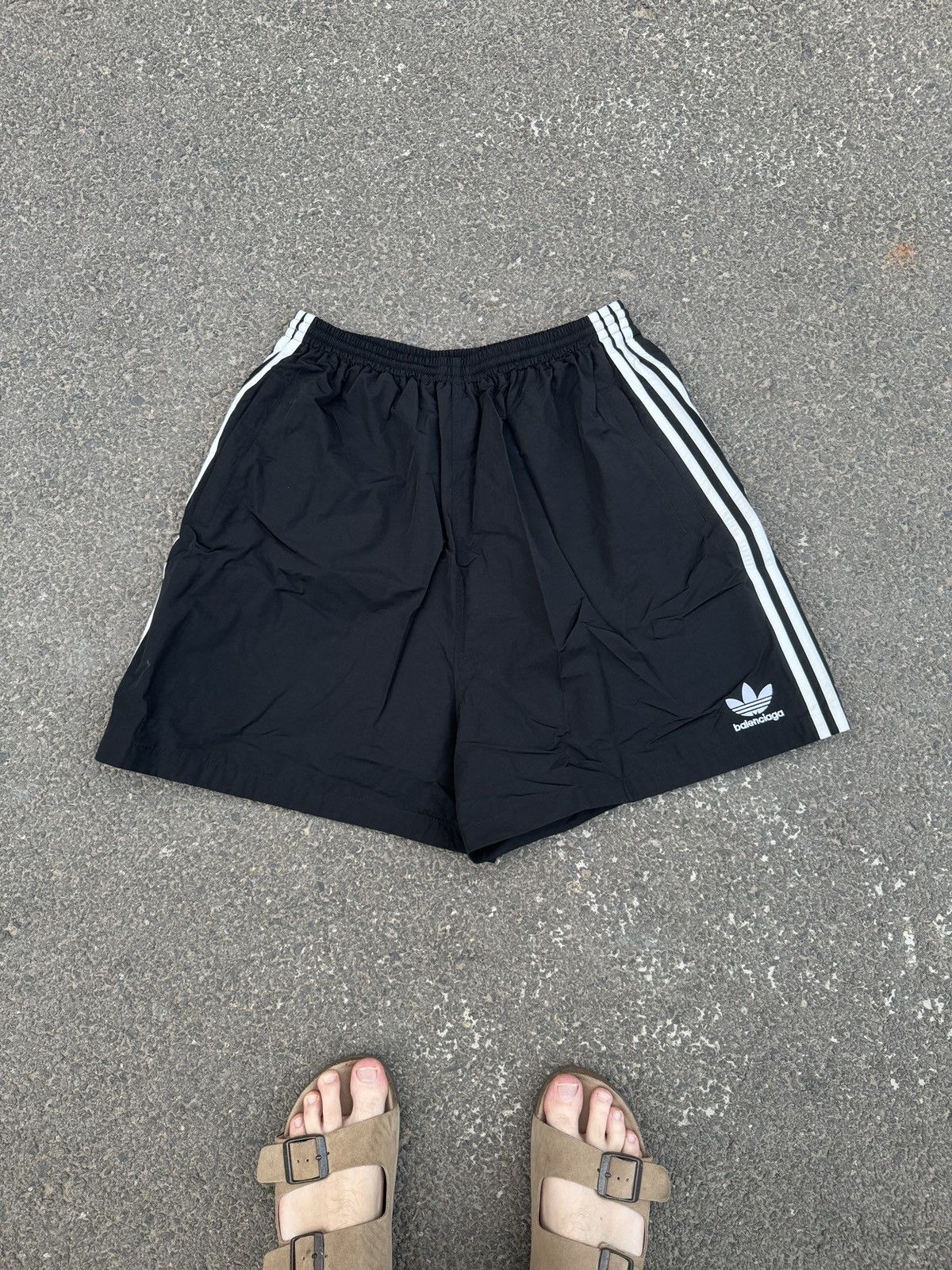 image of Balenciaga Adidas Nylon Shorts Sport / Swimshort Sz.50 in Black, Men's (Size 34)