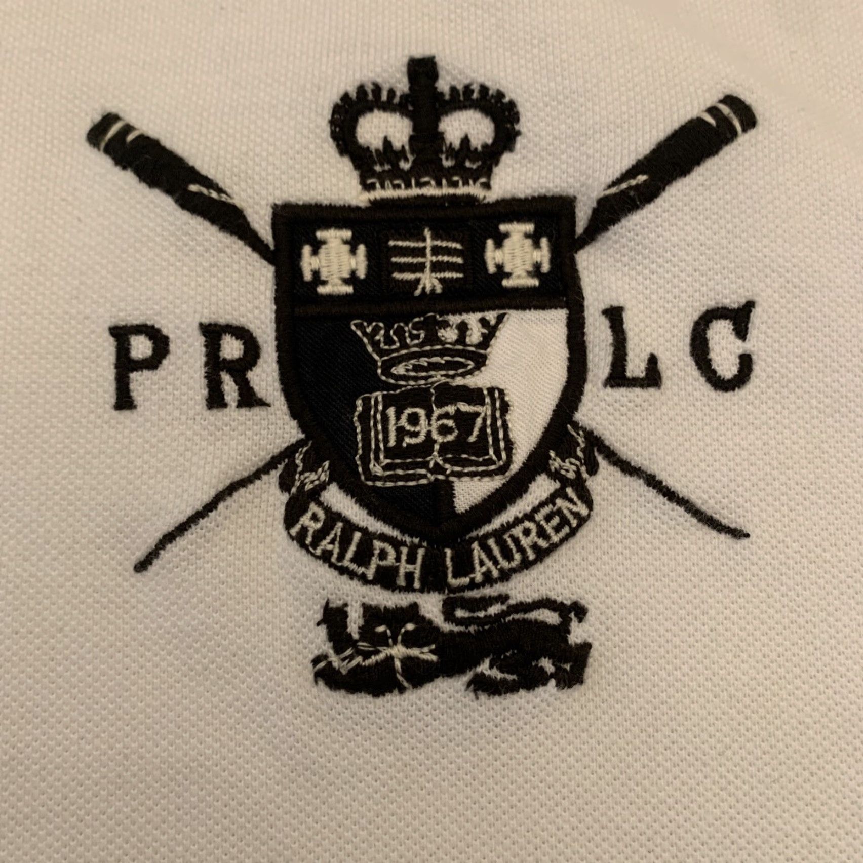 Polo Ralph Lauren VINTAGE Polo Ralph Lauren PRLC Crest Patch Collar Dress Rugby Stripe White & Blue Large 2XL Mens Polo Shirt Size US XXL / EU 58 / 5 - 2 Thumbnail