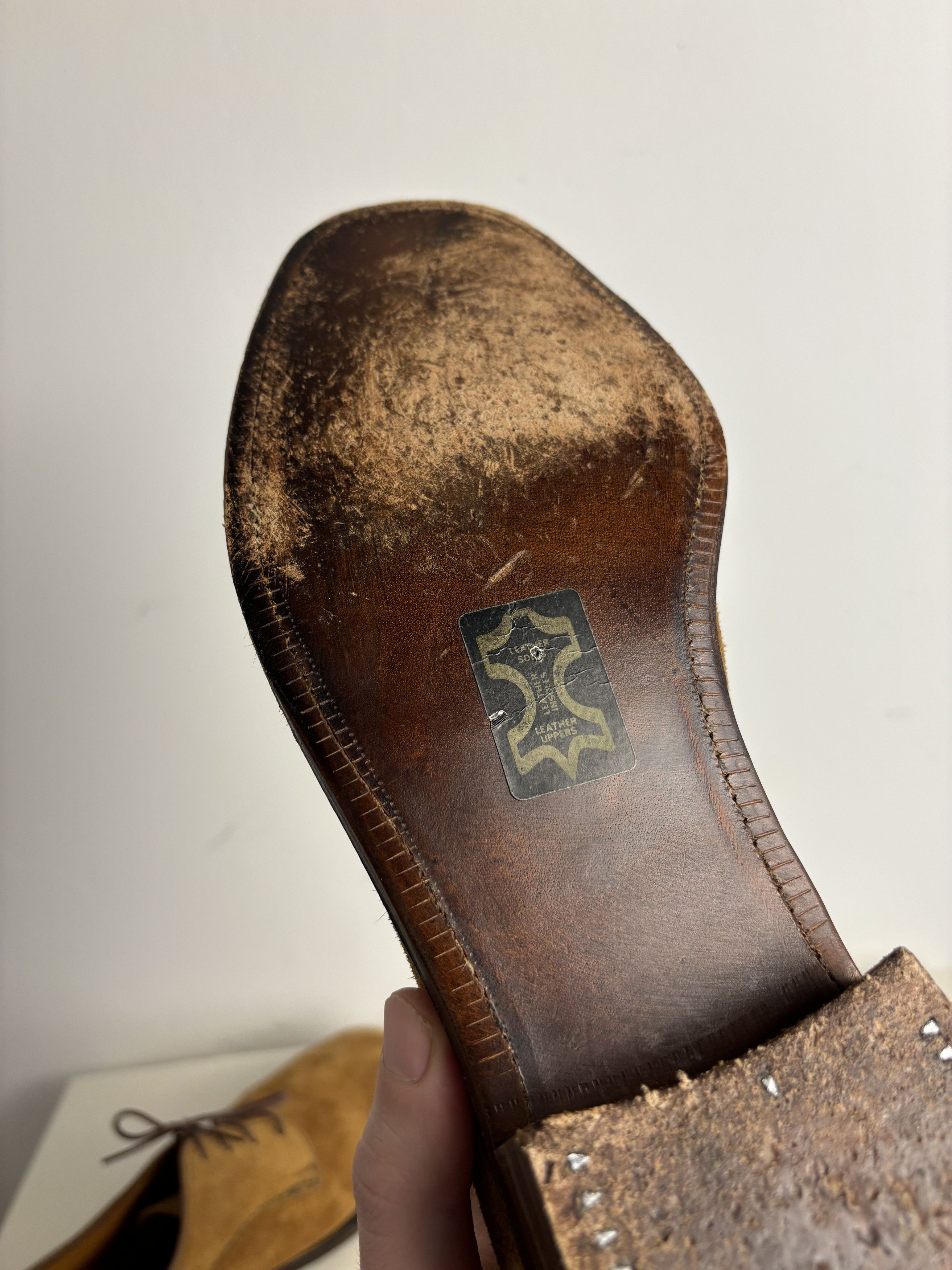 Other Vintage 80s Loake Super Victor Truro Guidi Style Suede Shoes Size US 10 / EU 43 - 11 Thumbnail