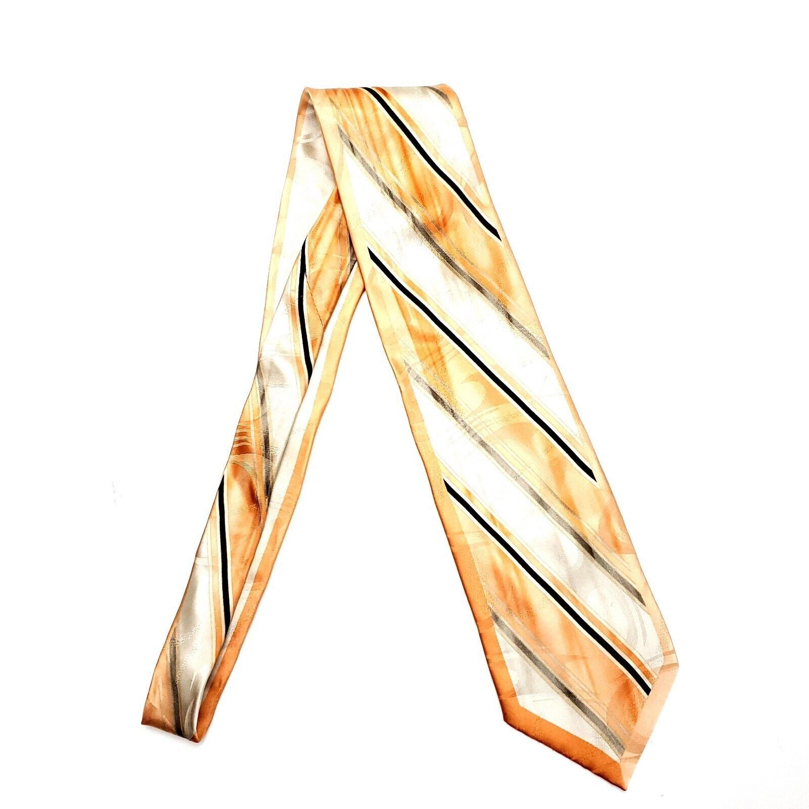 Stacy Adams Stacy Adams Silk Tie Abstract Orange Cream Print Long Wide Size ONE SIZE - 6 Thumbnail