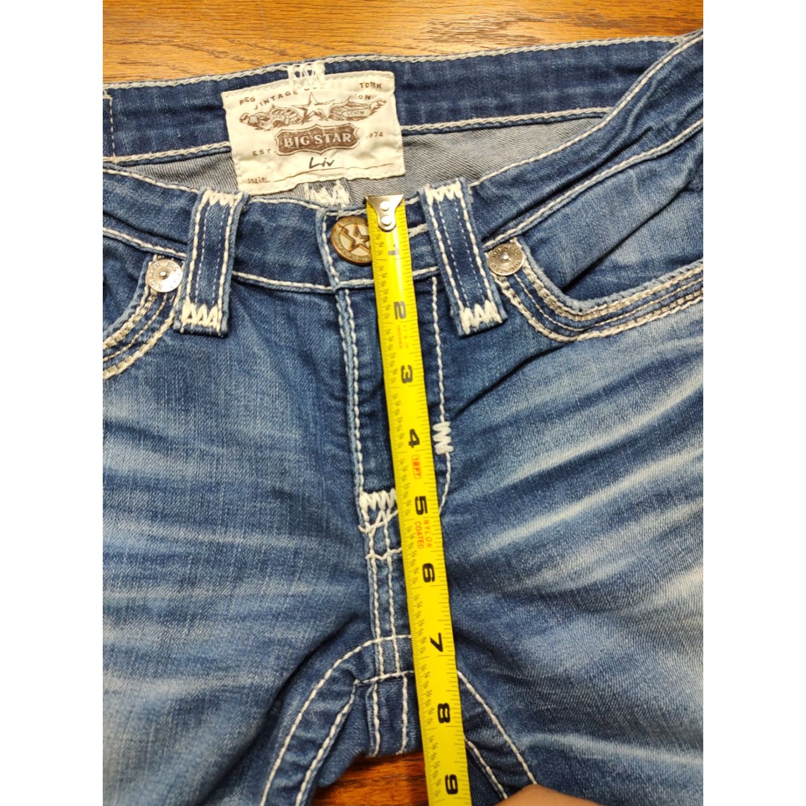 Vintage BIG STAR Jeans Womens 26 X 27 Inseam Blue Crop Raw Hem Western Straight Jeans Women 26 Size 26" / US 2 / IT 38 - 7 Thumbnail