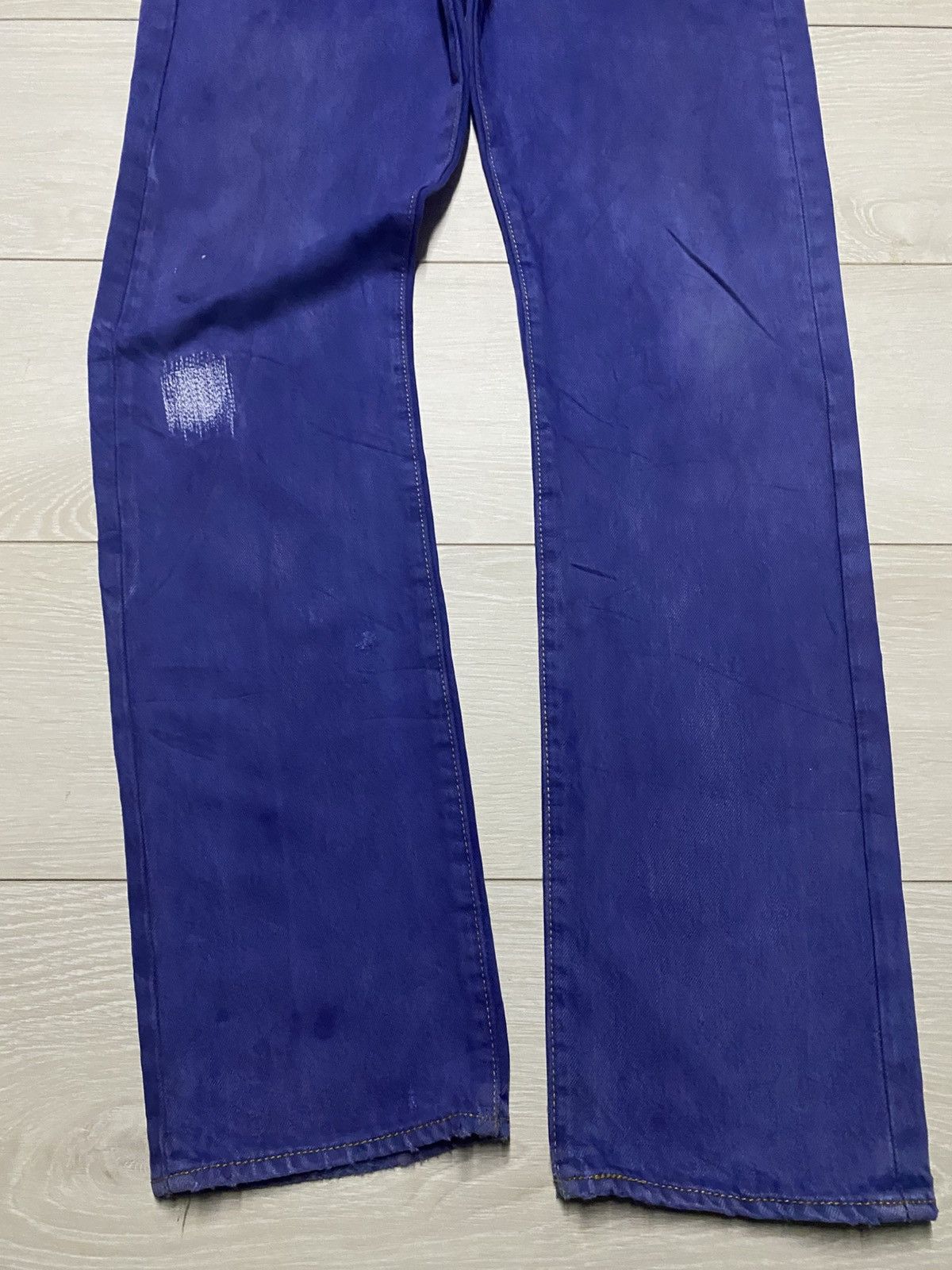 Levi's Vintage Levis 501 Y2K Blue Wash Distressed Slim Fit Jeans Size US 33 - 5 Thumbnail
