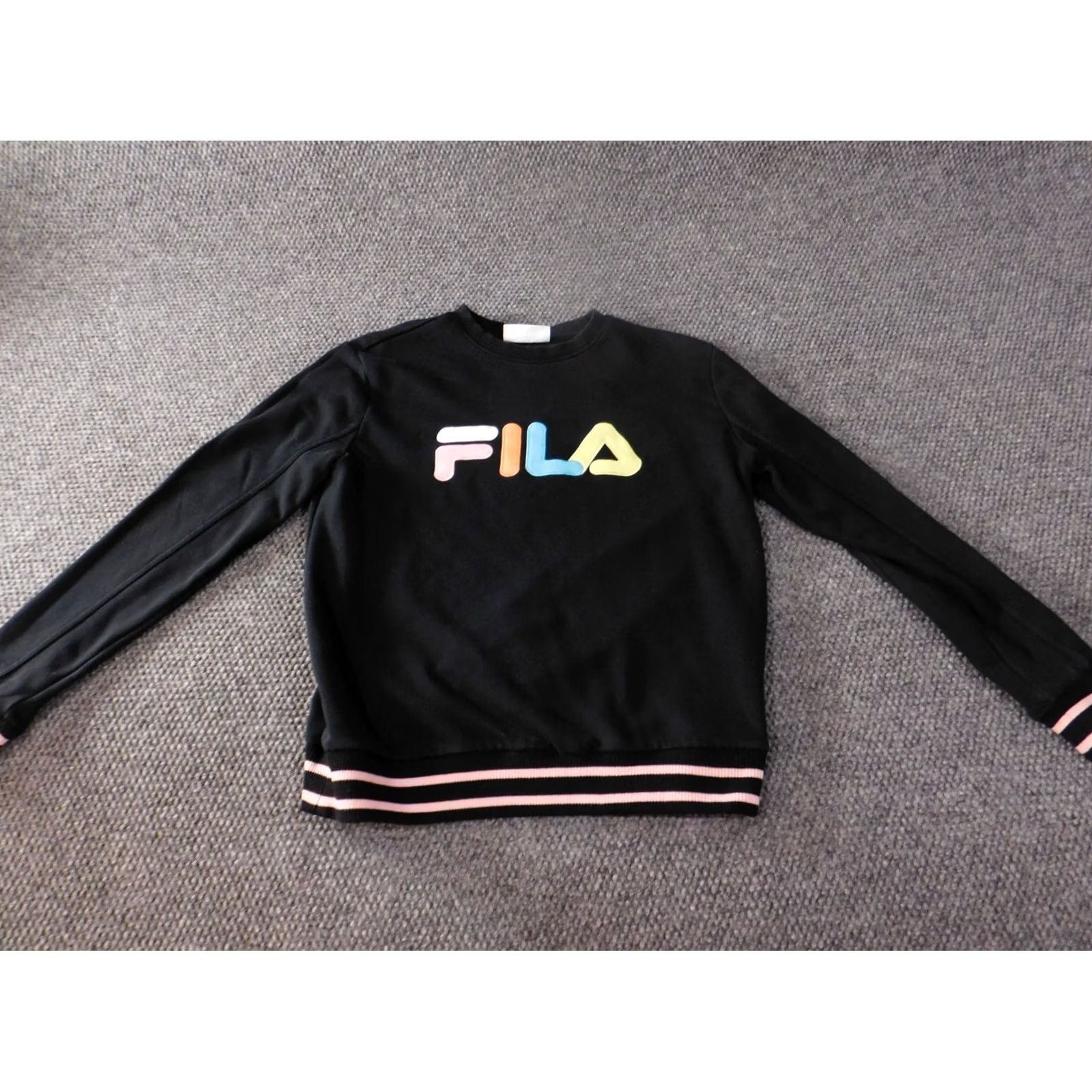 Fila FILA Womens Sweatshirt L Black Crewneck Graphic Pullover Cotton Polyester Knit Logo Classic Regular Sweatshirt Women Size L / US 10 / IT 46 - 4 Thumbnail