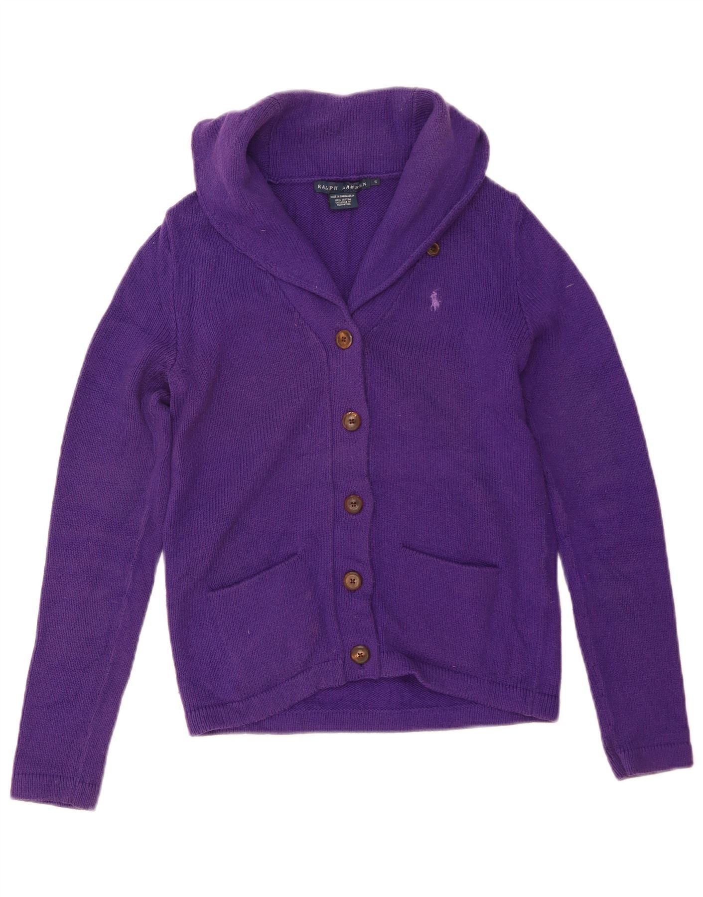 Ralph Lauren Womens Cardigan Sweater UK 10 Small Purple Cotton Size XS / US 0-2 / IT 36-38 - 1 Thumbnail