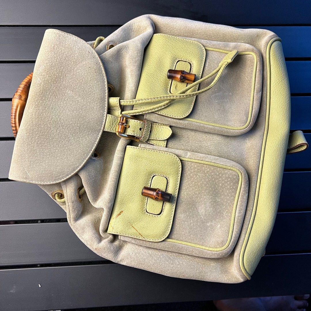 Gucci Avocado Bamboo Backpack in Green Avocado, Women's Product Image