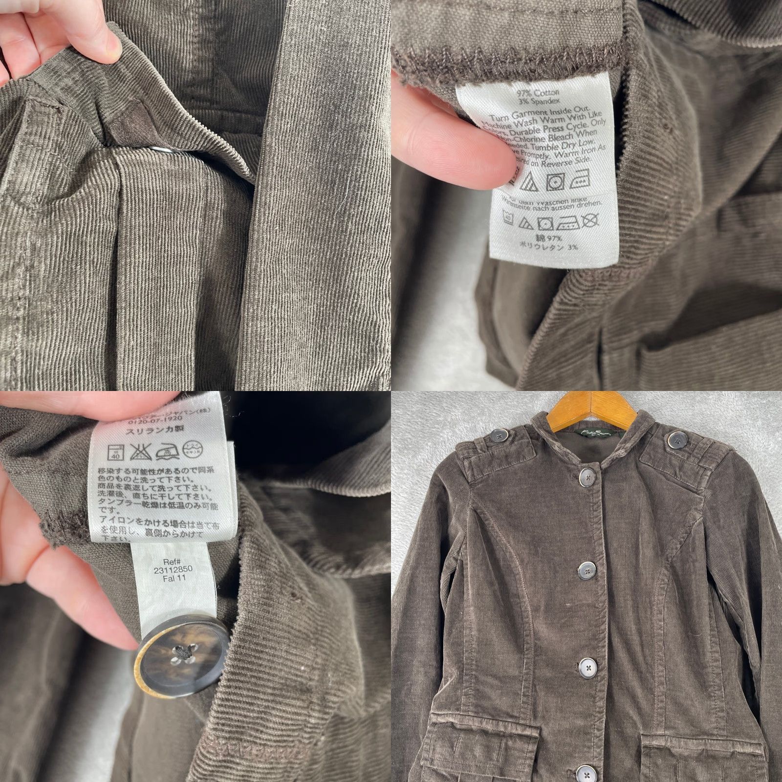 Eddie Bauer VINTAGE Eddie Bauer Corduroy Military Style Jacket Womens Small Brown Button Pockets Size S / US 4 / IT 40 - 8 Thumbnail