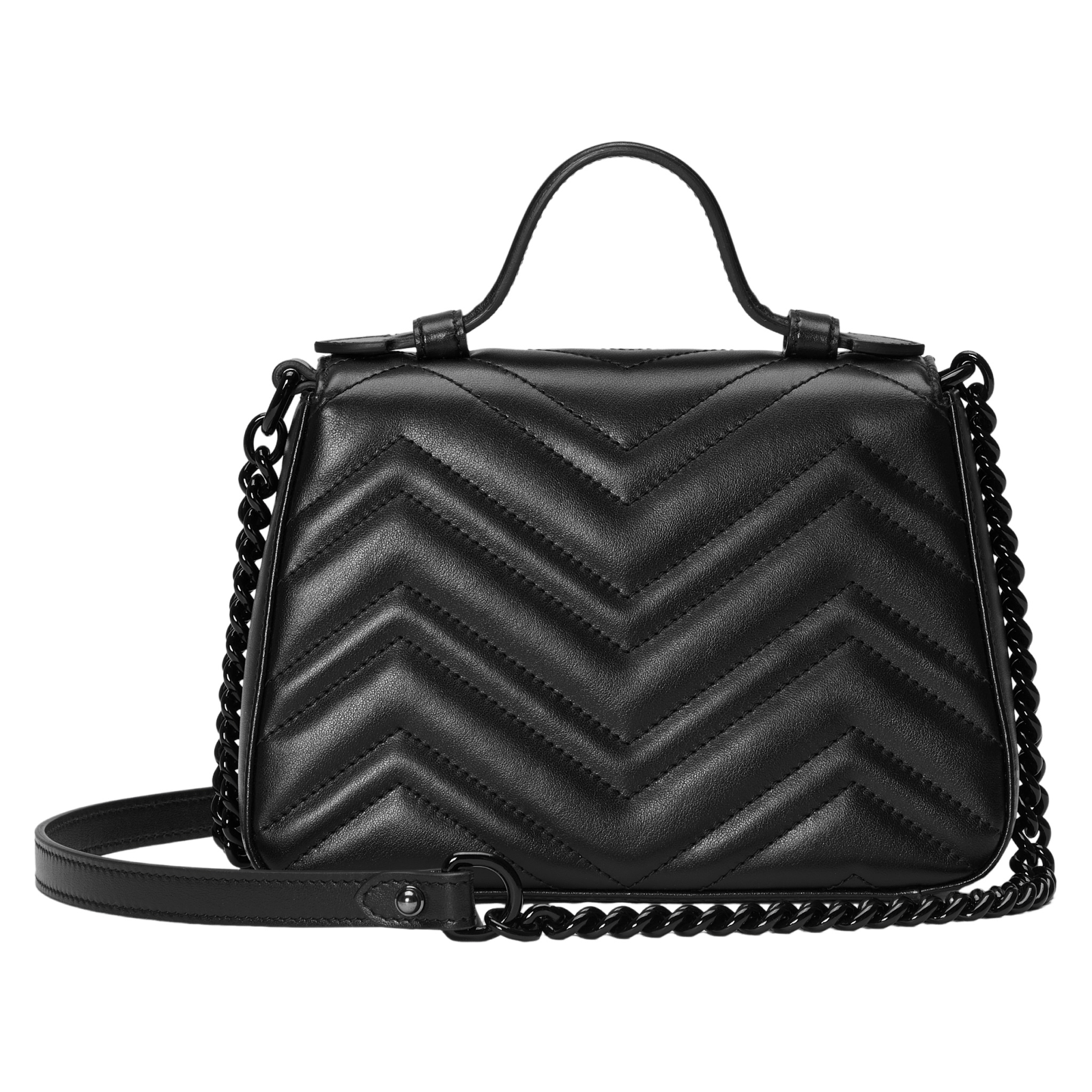 Gucci Gucci Marmont Small Black Chevron Top Handle NEW AUTH Size ONE SIZE - 4 Thumbnail