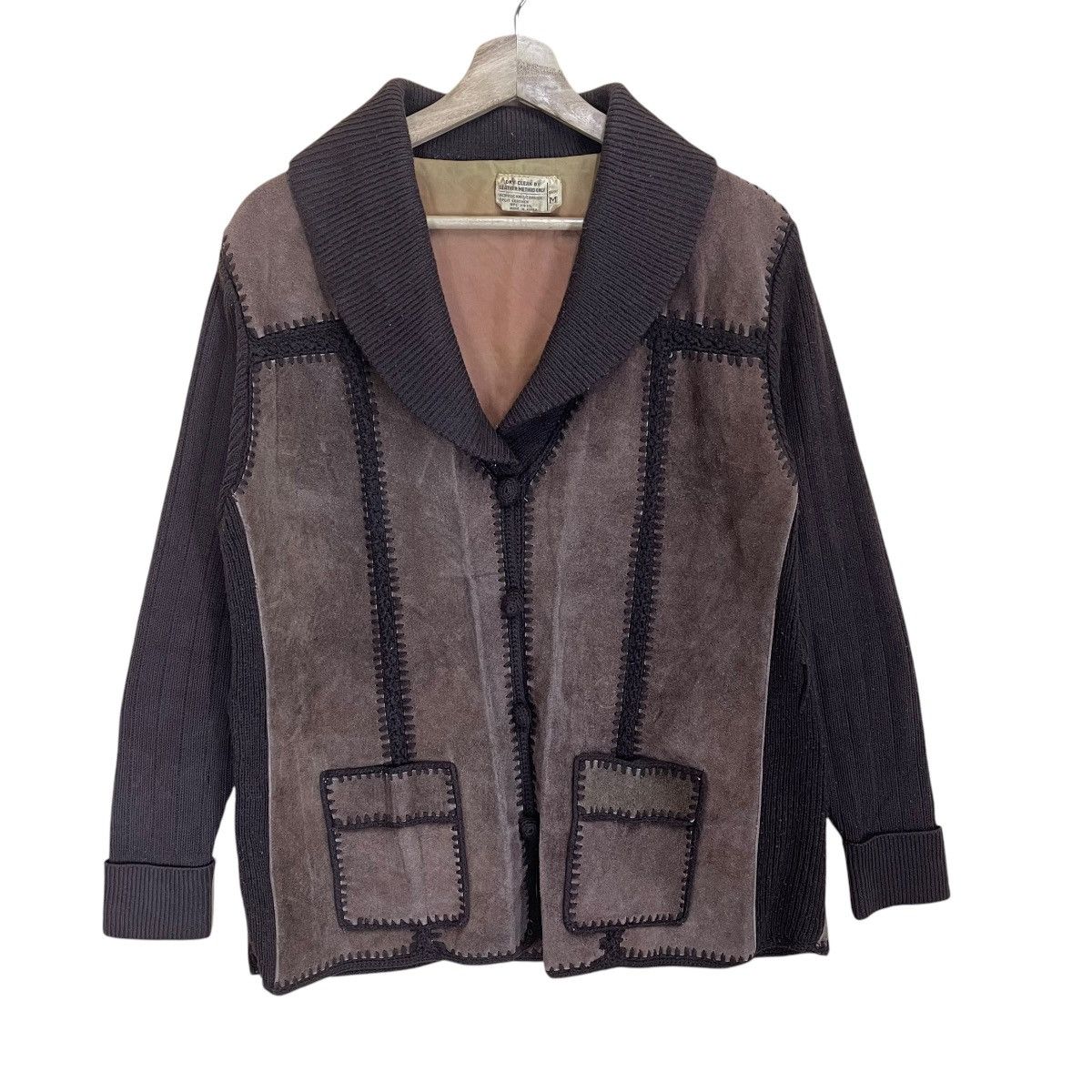 Genuine Leather × Vintage Vintage 70s Suede Leather Cardigan Jacket Size Medium Size US M / EU 48-50 / 2 - 1 Thumbnail