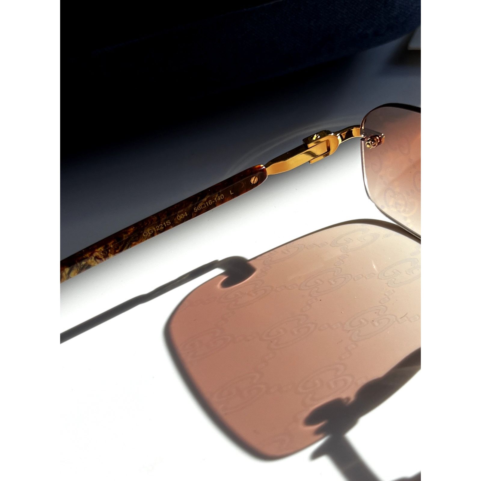 Gucci NEW Gucci GG1221S 004 Rimless Monogram Logo Lens Sunglasses Size ONE SIZE - 10 Thumbnail