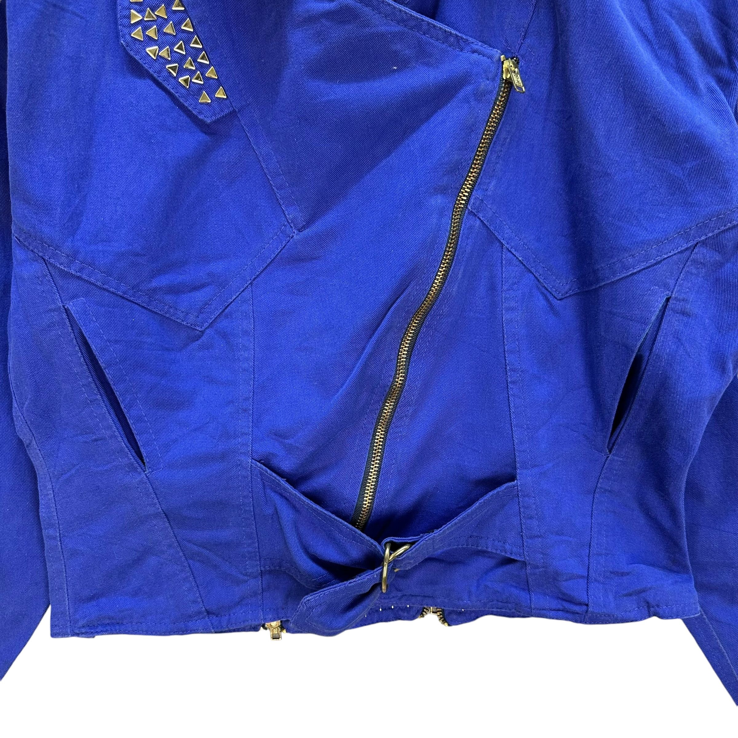 If Six Was Nine GARCIA GARDA Big Logo Studded Blue Crop Jacket #A51-1197 Size S / US 4 / IT 40 - 8 Thumbnail