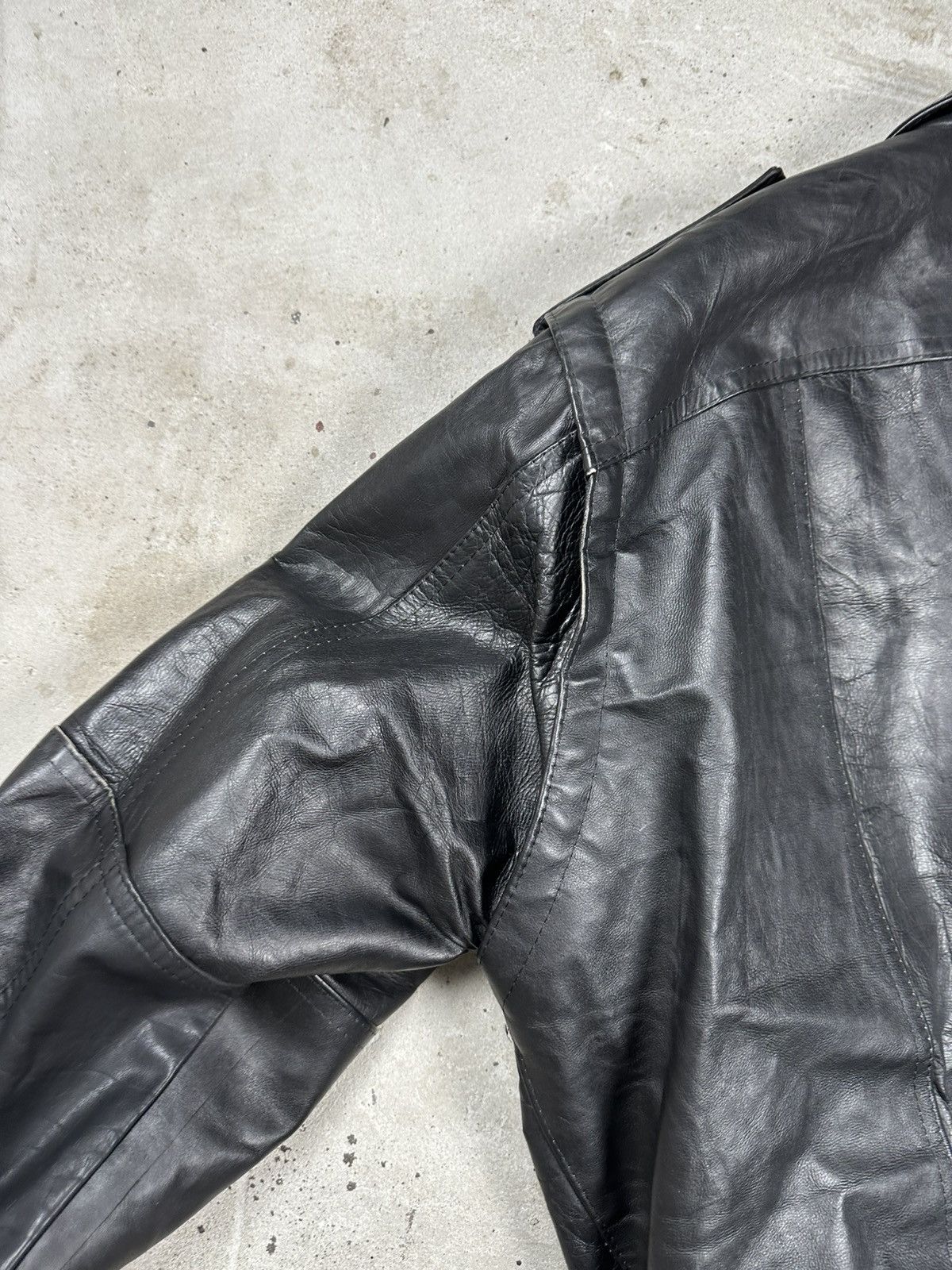 Vintage Vintage 90s Black Leather Utility Ramones Moto Bomber Jacket Size US XXL / EU 58 / 5 - 10 Thumbnail