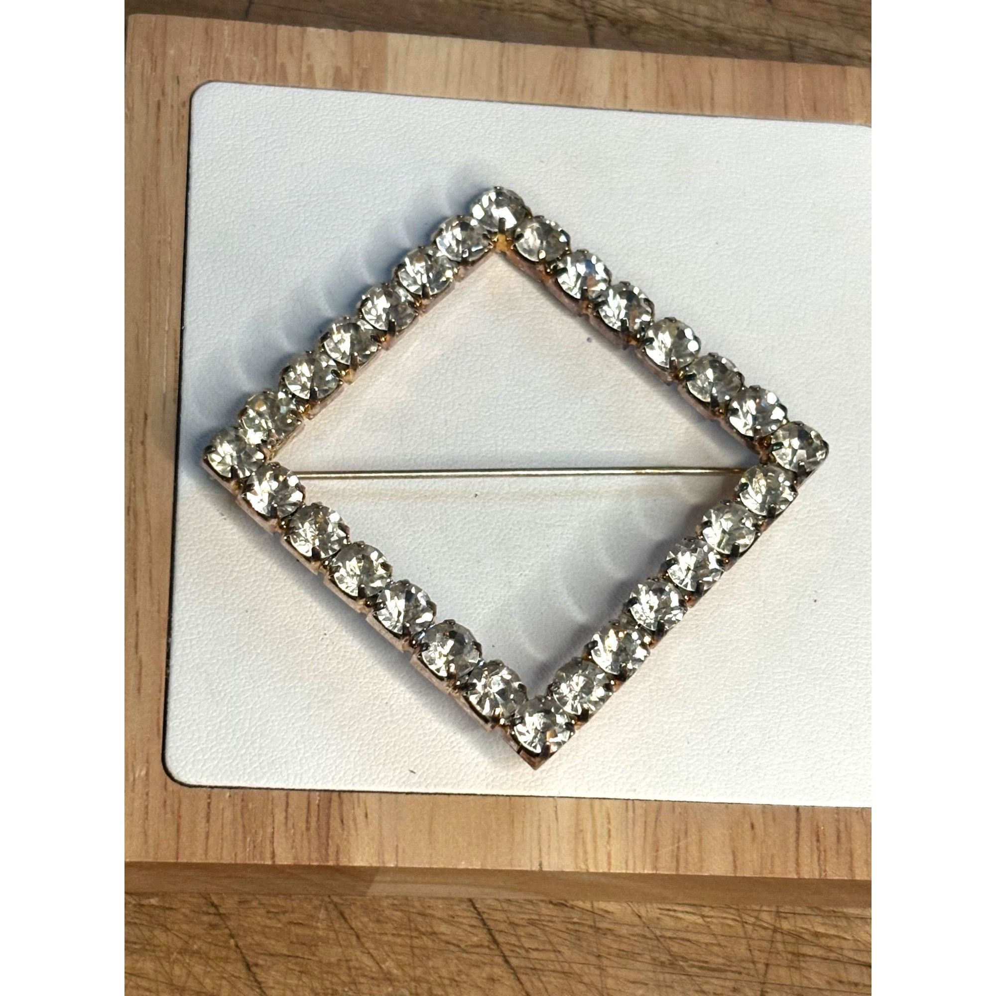 Other Vintage Rhinestone Square Brooch Pin Size ONE SIZE - 1 Thumbnail