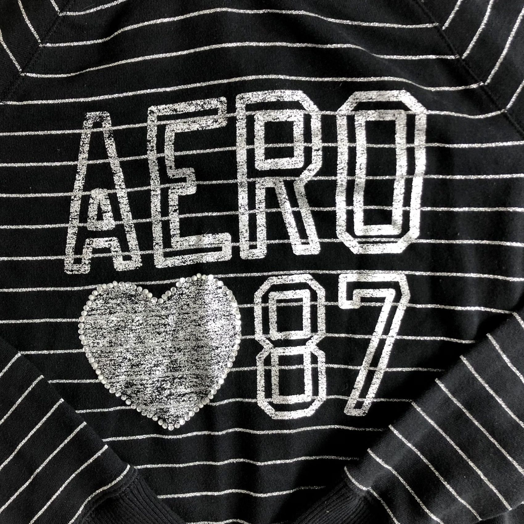 Vintage Aeropostale Black striped heart graphic Pullover Hoodie Medium Size R105 Size M / US 6-8 / IT 42-44 - 2 Thumbnail