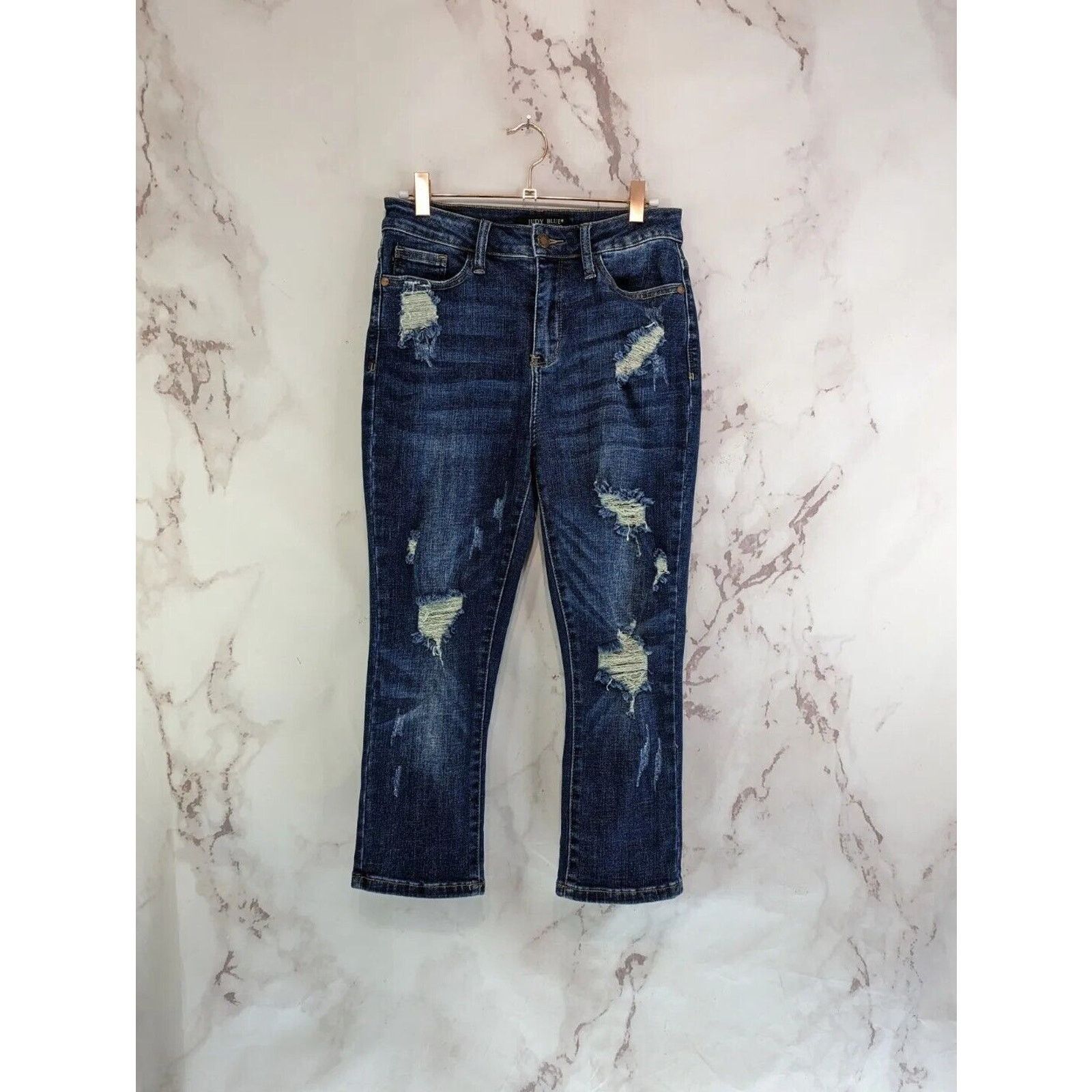 Judy Blue Judy Blue Jean Women 26 3 Crop Flare Denim Distressed High Size 26" / US 2 / IT 38 - 1 Thumbnail