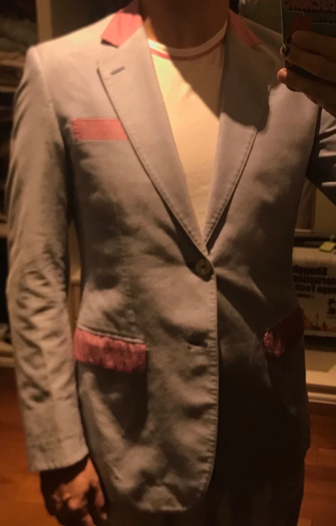 Moschino Moschino Light Blue Pink Collar Cotton Blazer Size US M / EU 48-50 / 2 - 9 Thumbnail