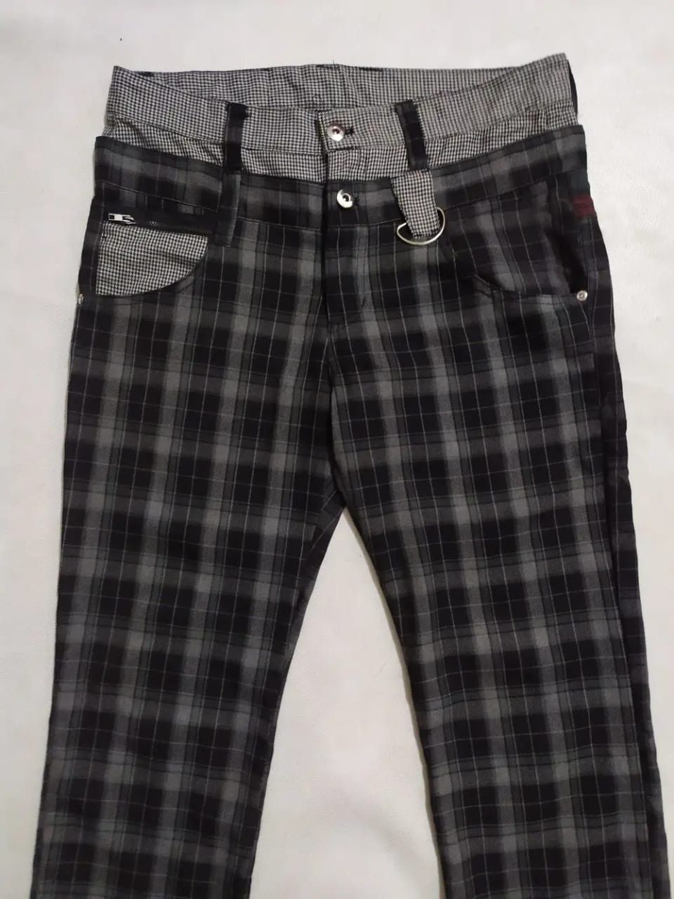 Japanese Brand Japanese Rag Out Checkered Double Waist Pants Size US 31 - 2 Thumbnail