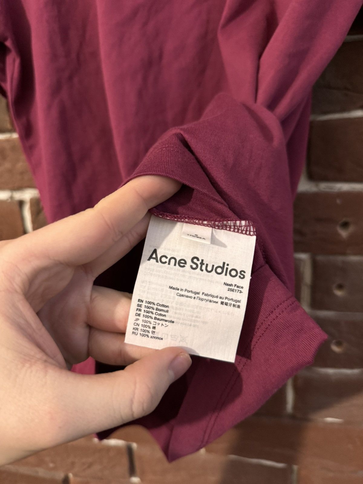 Acne Studios Acne Studios Nash Face Rare Cw Burgund Basic Quality Tee Size US S / EU 44-46 / 1 - 7 Thumbnail
