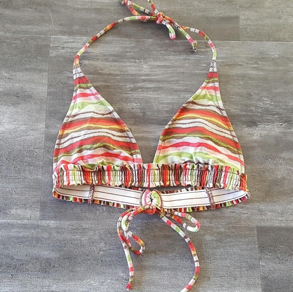 Designer Red Striped Native Bikini Top Size ONE SIZE - 1 Thumbnail