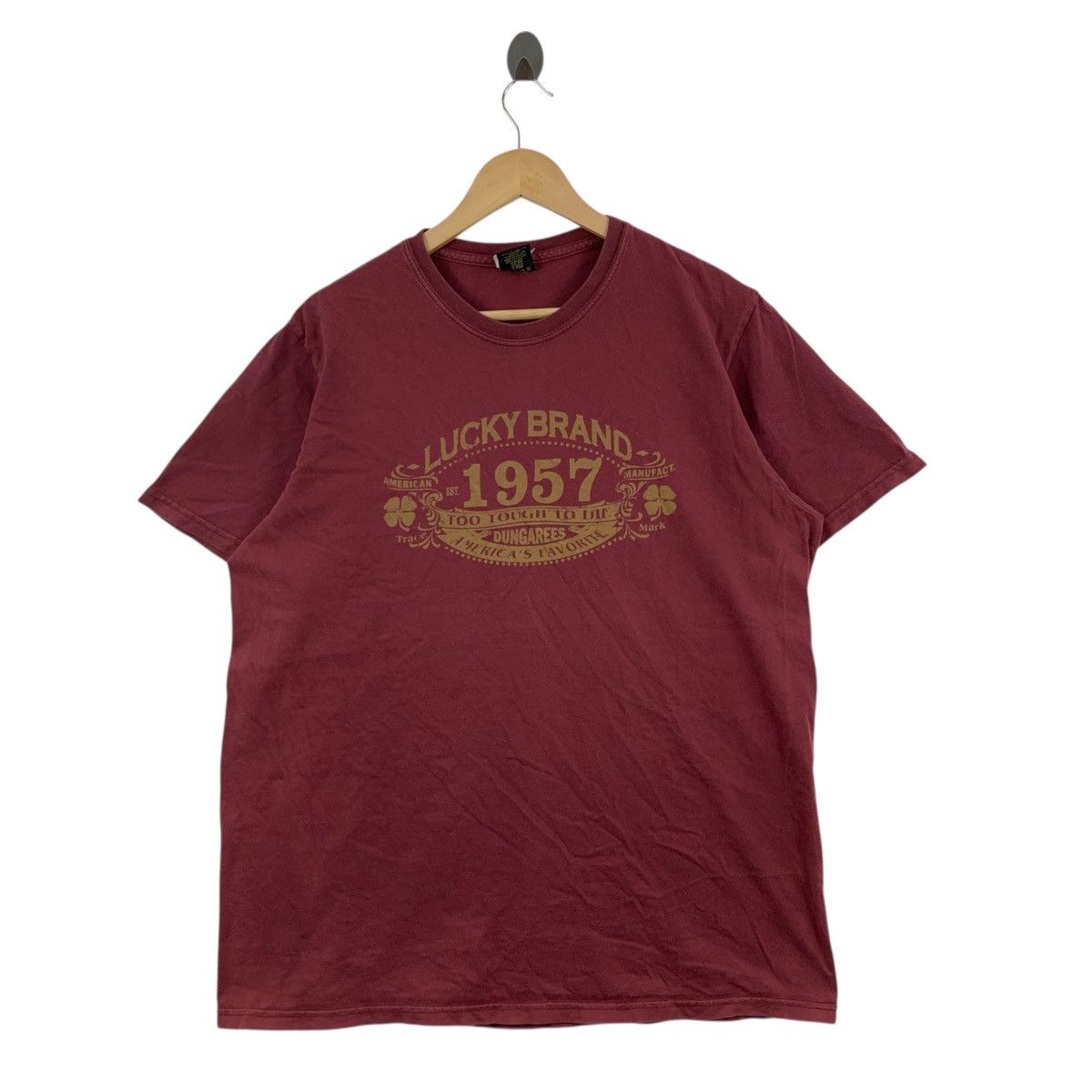 Lucky Brand Vintage LUCKY BRAND USA Too Tough Too Die Dungarees Tshirt Size US L / EU 52-54 / 3 - 1 Thumbnail
