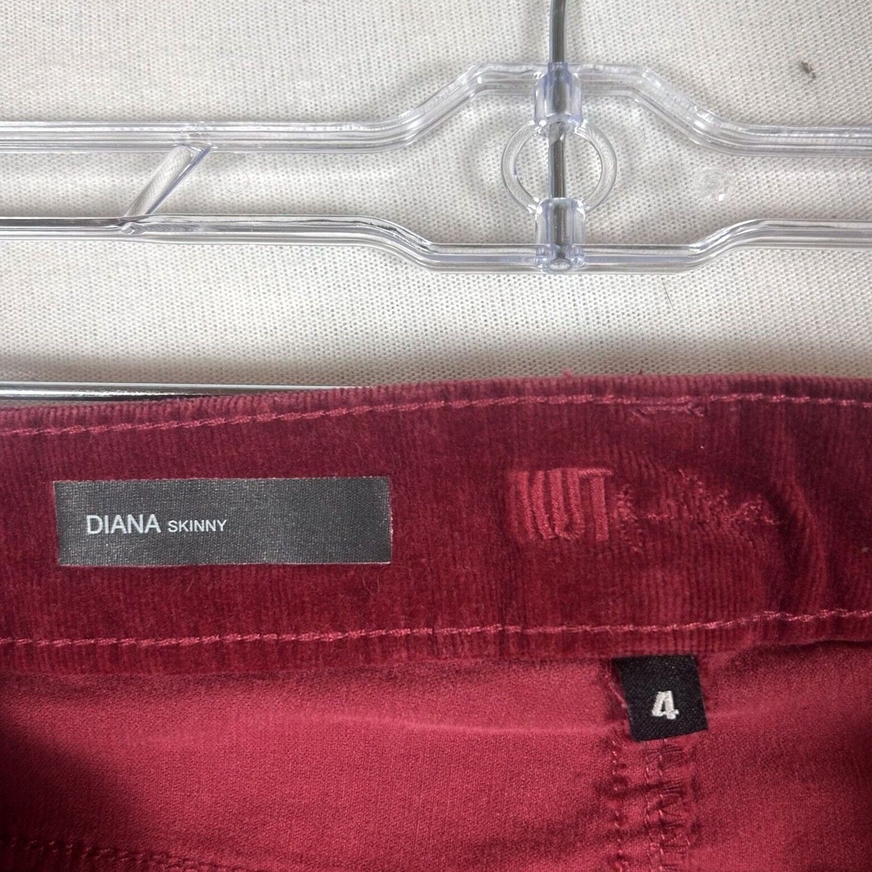Vintage KUT from the Kloth Diana Skinny Corduroy Pants Womens 4 Red Mid Rise Slim Jeans Casual Size 27" / US 4 / IT 40 - 3 Thumbnail