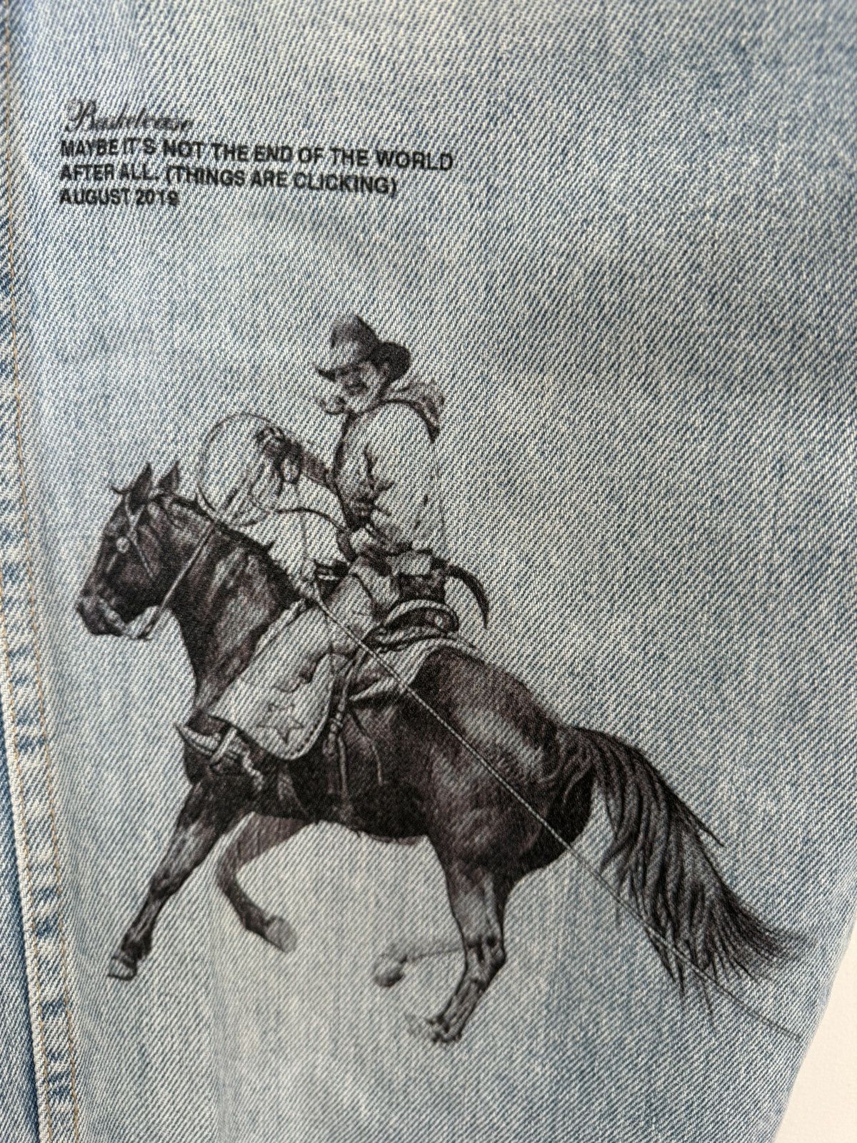 Wrangler Wrangler Cowboy Print Light Wash Regular Fit Jeans Size US 32 / EU 48 - 3 Thumbnail