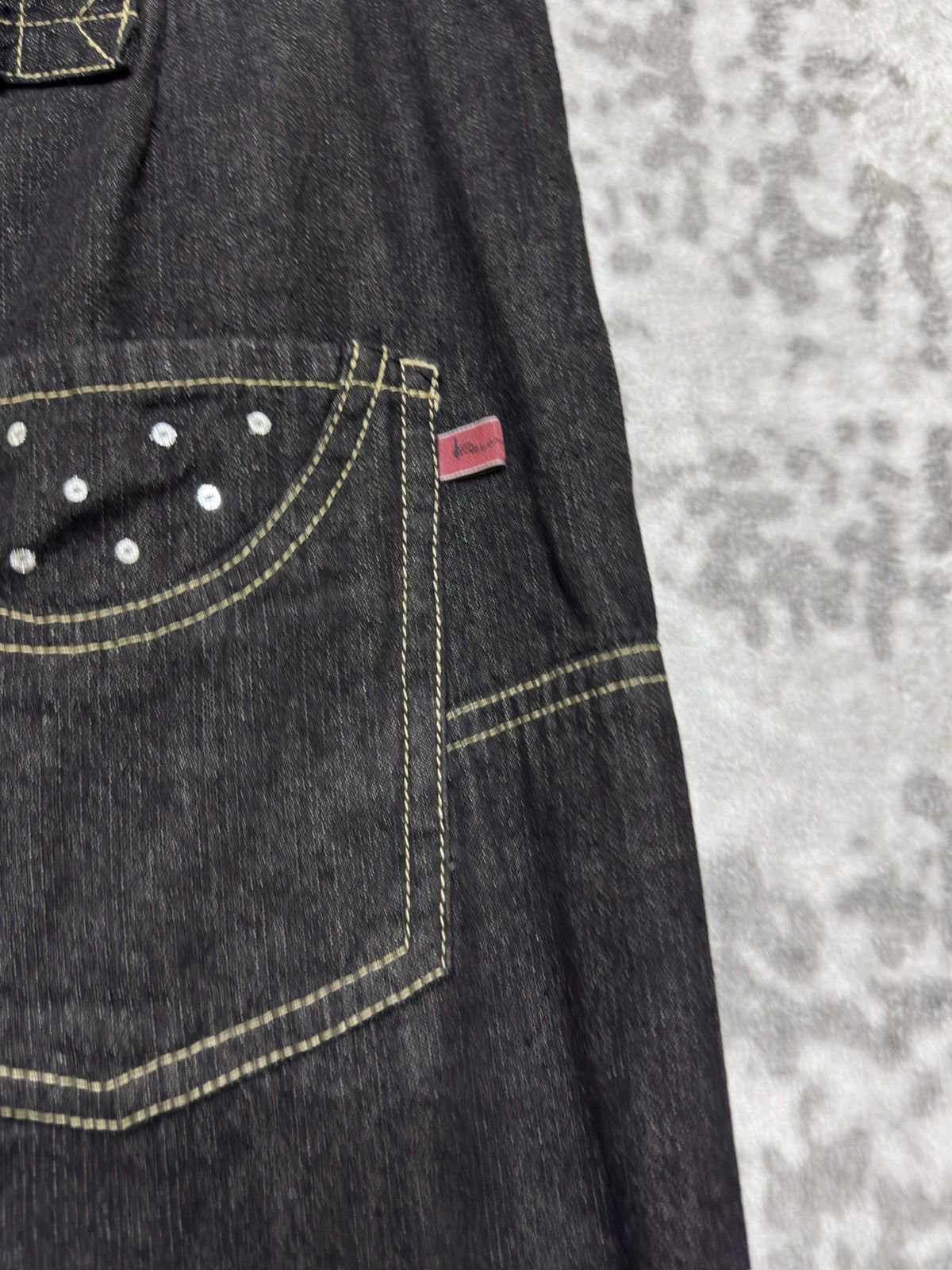 Japanese Brand Vintage Crotch Pant Kawa Okada Buckle back Embroidered Denim Size US 31 - 12 Thumbnail