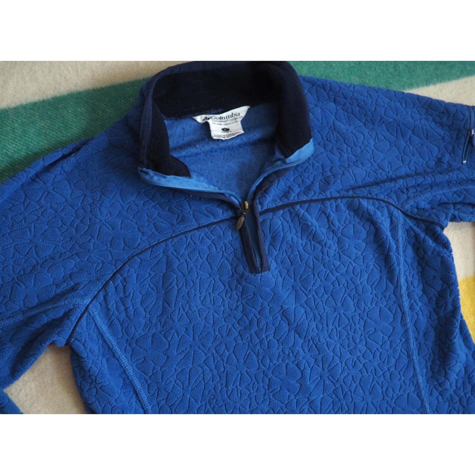 Vintage VTG 90s Columbia Sportswear Royal Blue 1/4 Zip Floral Hiking Jacket Womens L Size L / US 10 / IT 46 - 3 Thumbnail
