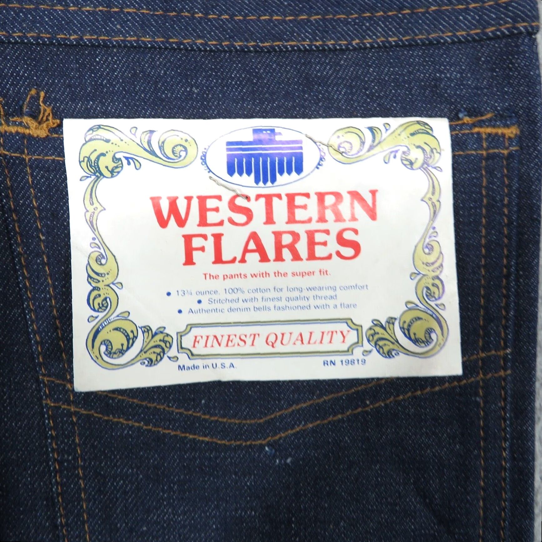 Cherokee VINTAGE Jeans Mens 29x33 Flared 70s Bell Bottom USA Made Indigo Talon Sanforized Size US 29 - 4 Thumbnail