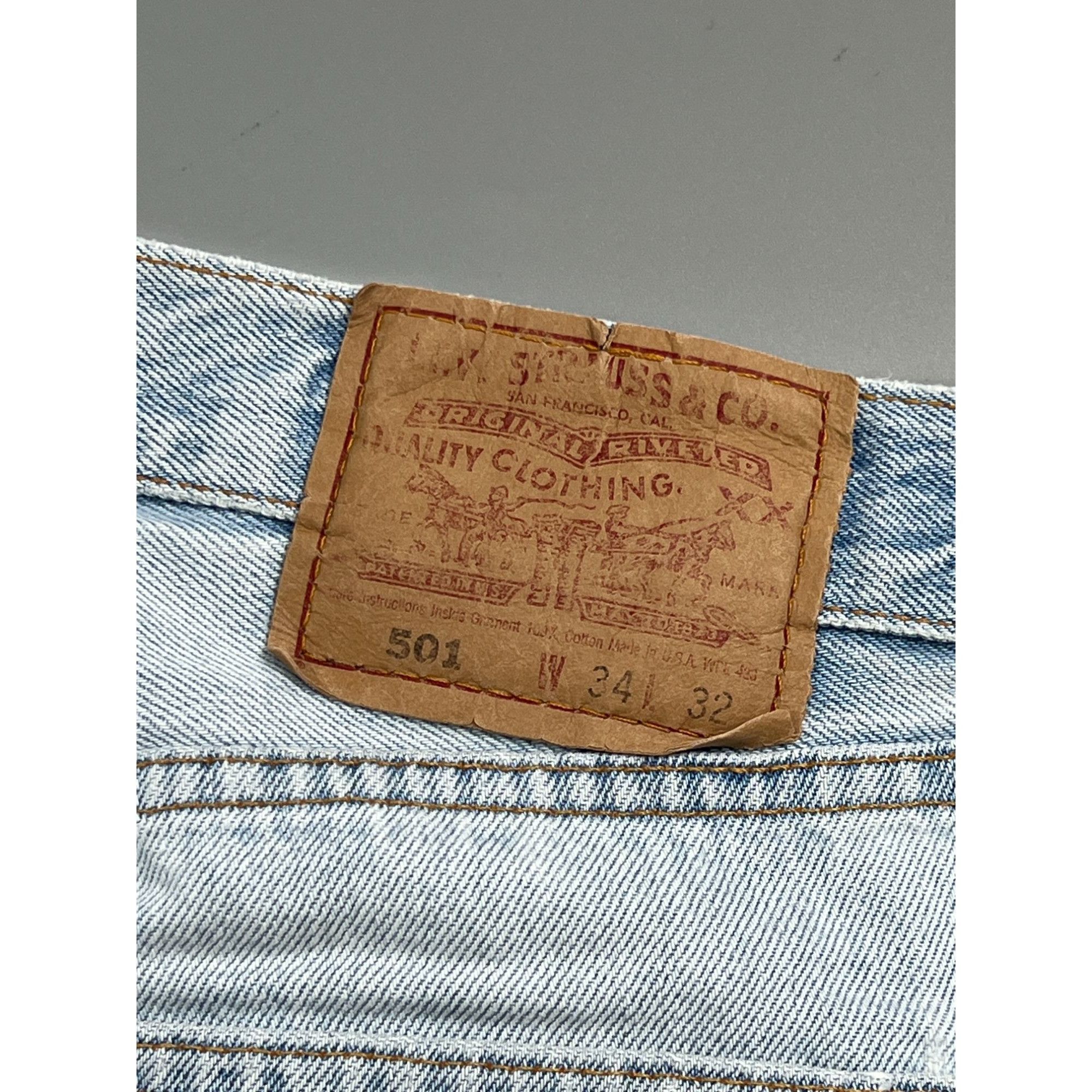 Levi's Levi’s 501 Made in USA Light Wash Denim Jeans Pants (Y0898) Size US 34 / EU 50 - 14 Thumbnail