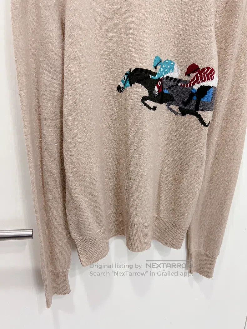 Hermes Hermes Beige Horse Racing Pattern Men's Cashmere Sweater Size US S / EU 44-46 / 1 - 5 Thumbnail