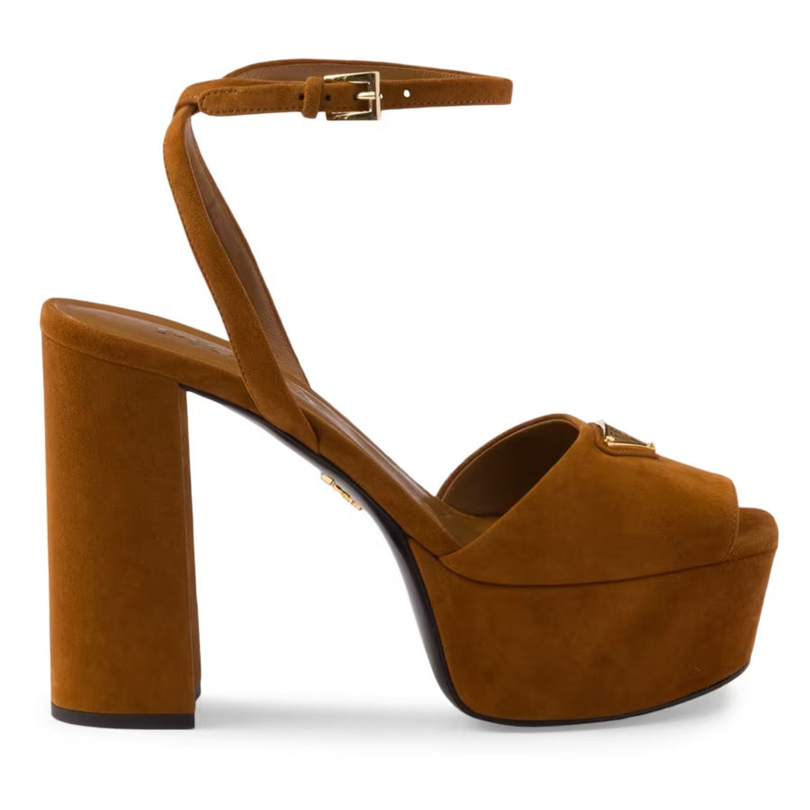 Prada Prada 115mm Cognac Brown Suede Platform Sandal 38.5 Size US 8.5 / IT 38.5 - 5 Thumbnail