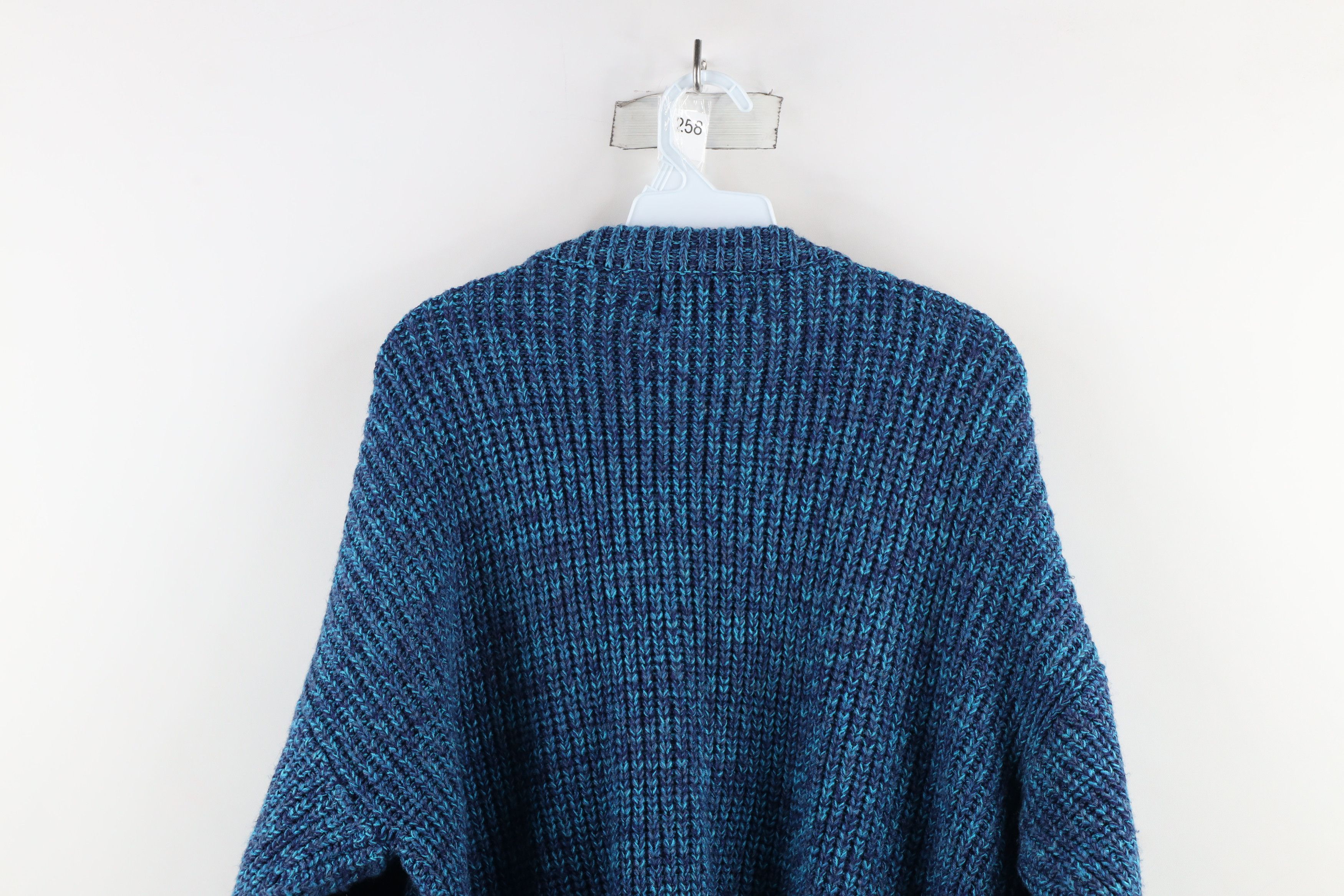 Vintage Vintage 90s Streetwear Ribbed Knit Crewneck Sweater Blue Size US XL / EU 56 / 4 - 6 Thumbnail