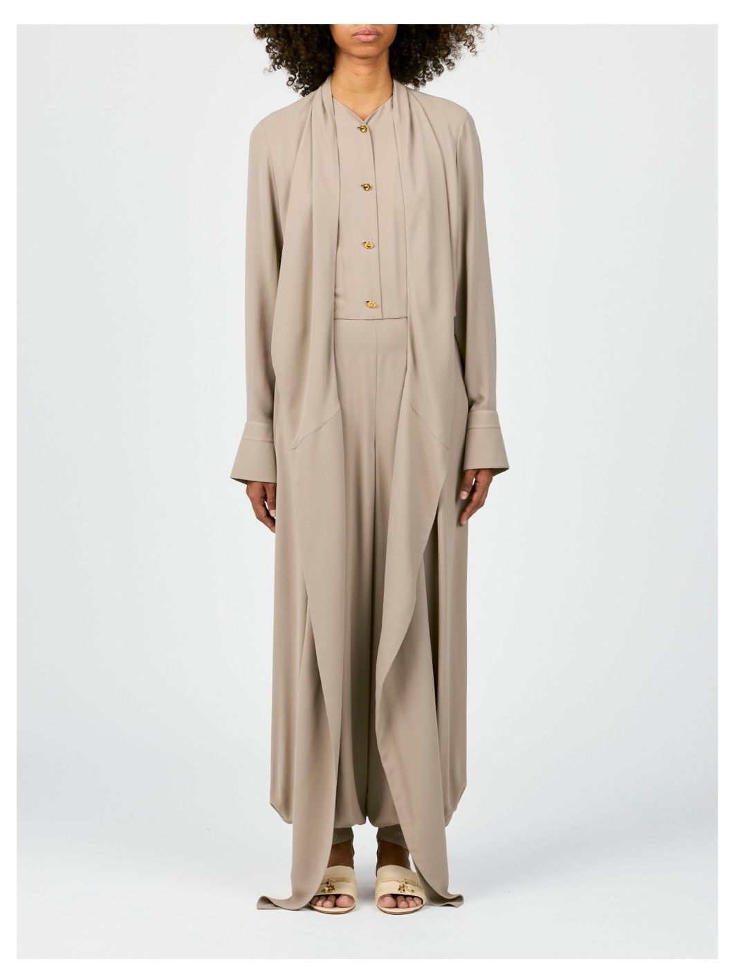 Loro Piana o1srvl11e0526 FAP0019 Monika Jumpsuit in Beige Size 26" / US 2 / IT 38 - 4 Thumbnail