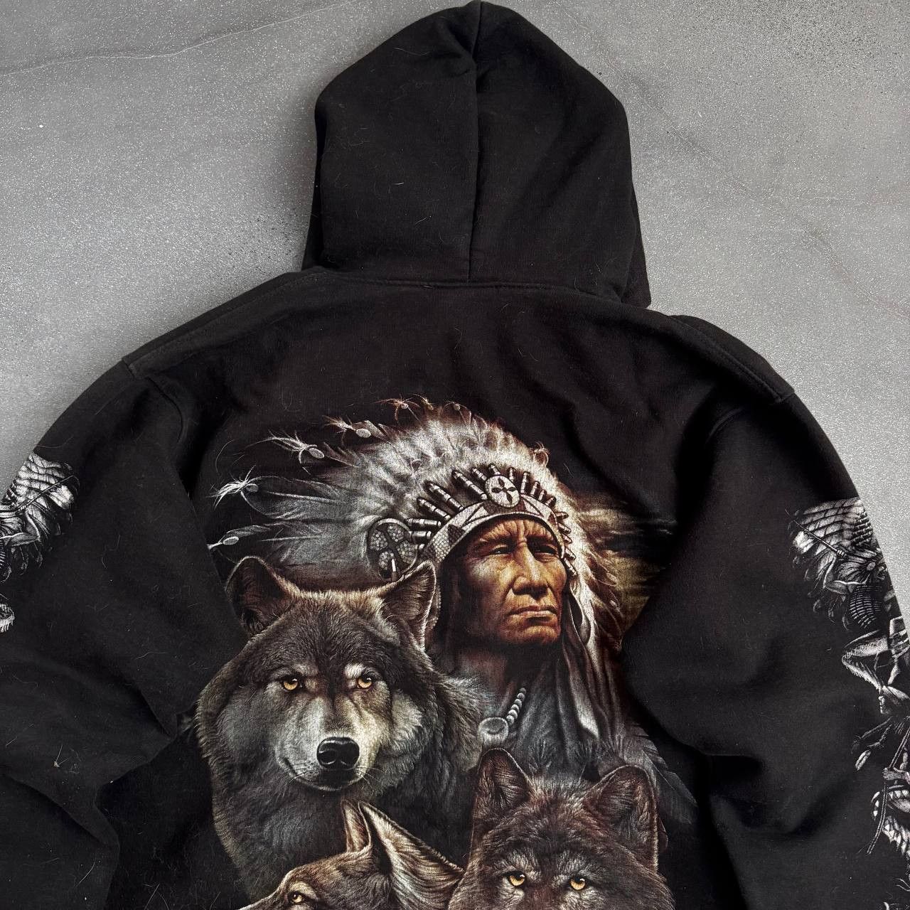 Japanese Brand WILD Vintage Y2K Double Side Wolf Printed Zip Hoodie Size US M / EU 48-50 / 2 - 3 Thumbnail